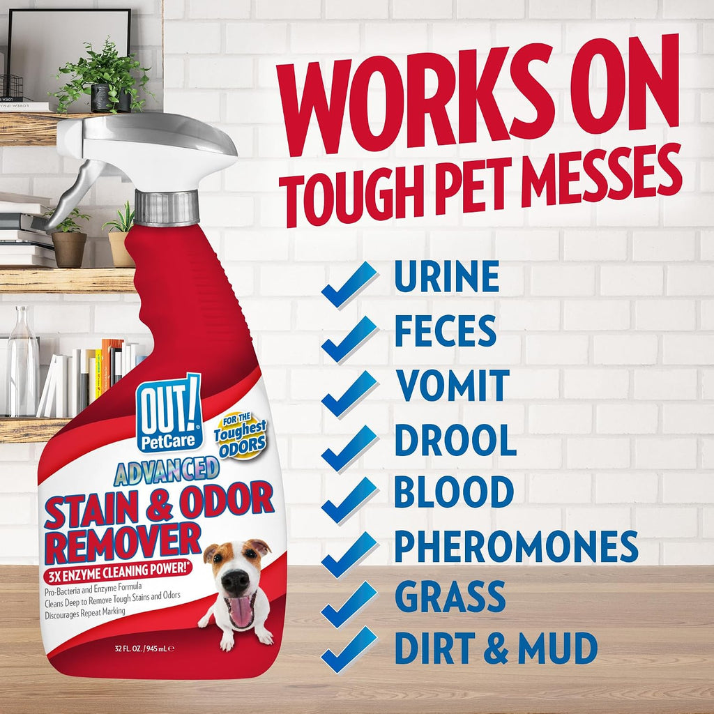 OUT! PetCare Pet Stain & Odor Remover, Carpet Cleaner, 32oz (2 Pack)
