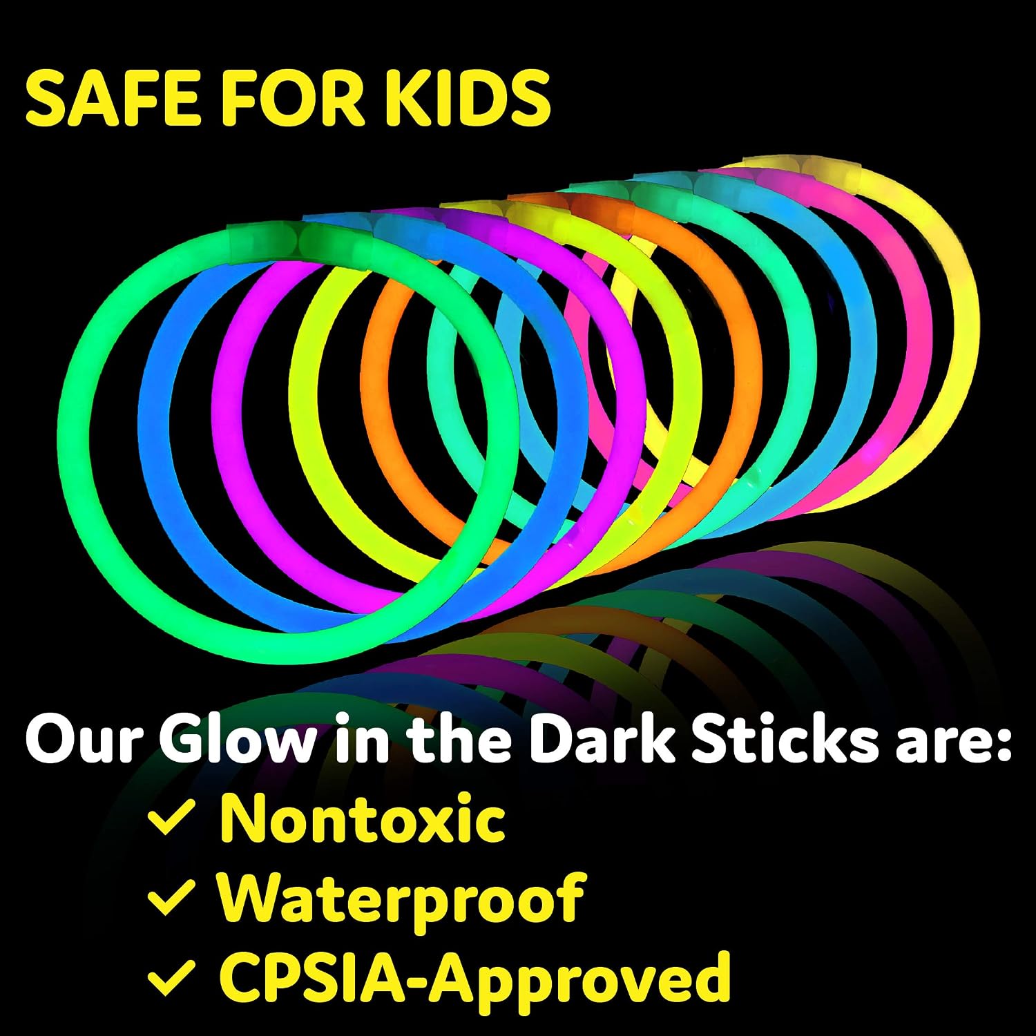 Glow Sticks Bulk Neon Party Supplies - 200 8” Neon Party Glow Sticks w/ Connectors for Glow Necklaces and Glow Bracelets Glow in the Dark Party Supplies
