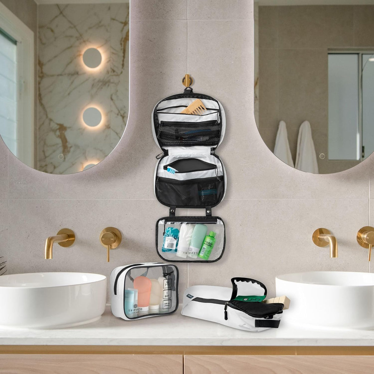 TRIPPED Travel Gear 3-Piece Travel Toiletry Bag Set