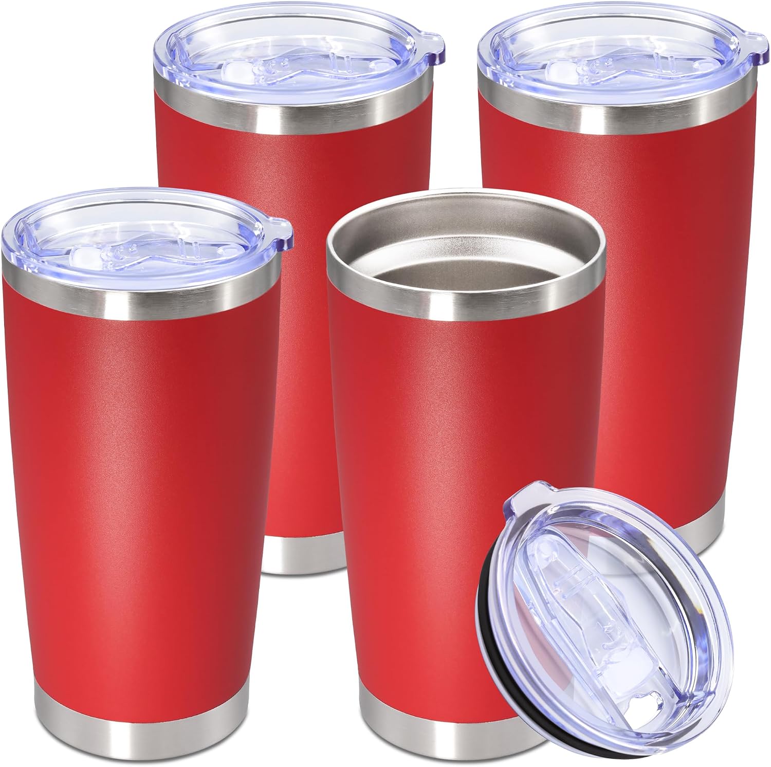20oz Tumbler Stainless Steel Tumbler Coffee Tumbler with Lid Red, 4P