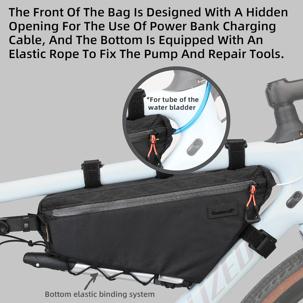 Rhinowalk Bicycle Front Frame Bag Bike Under Top Tube Triangle Bag 2.9L Cycling Accessories Nylon Pack Pouch for MTB Road Bike Cycling Commuting and Outdoor Adventures