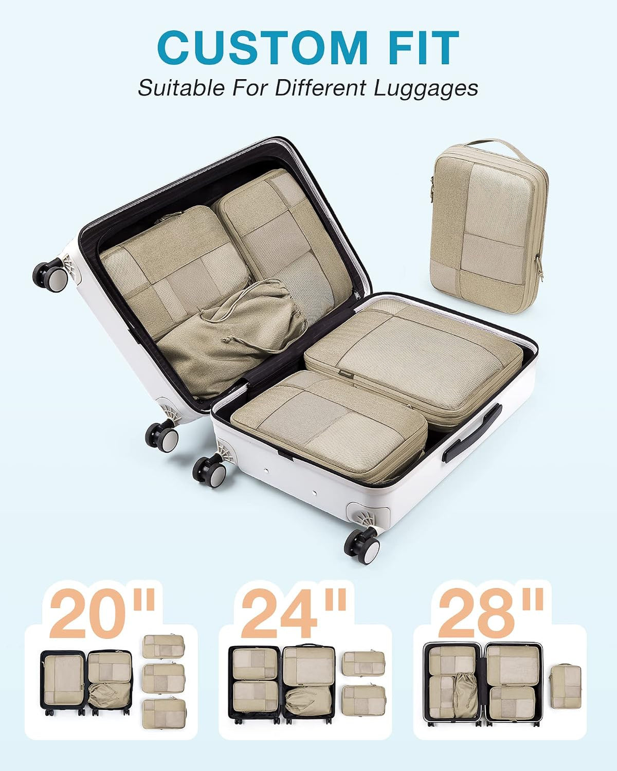 BAGSMART Compression Packing Cubes for Travel, 6 Set