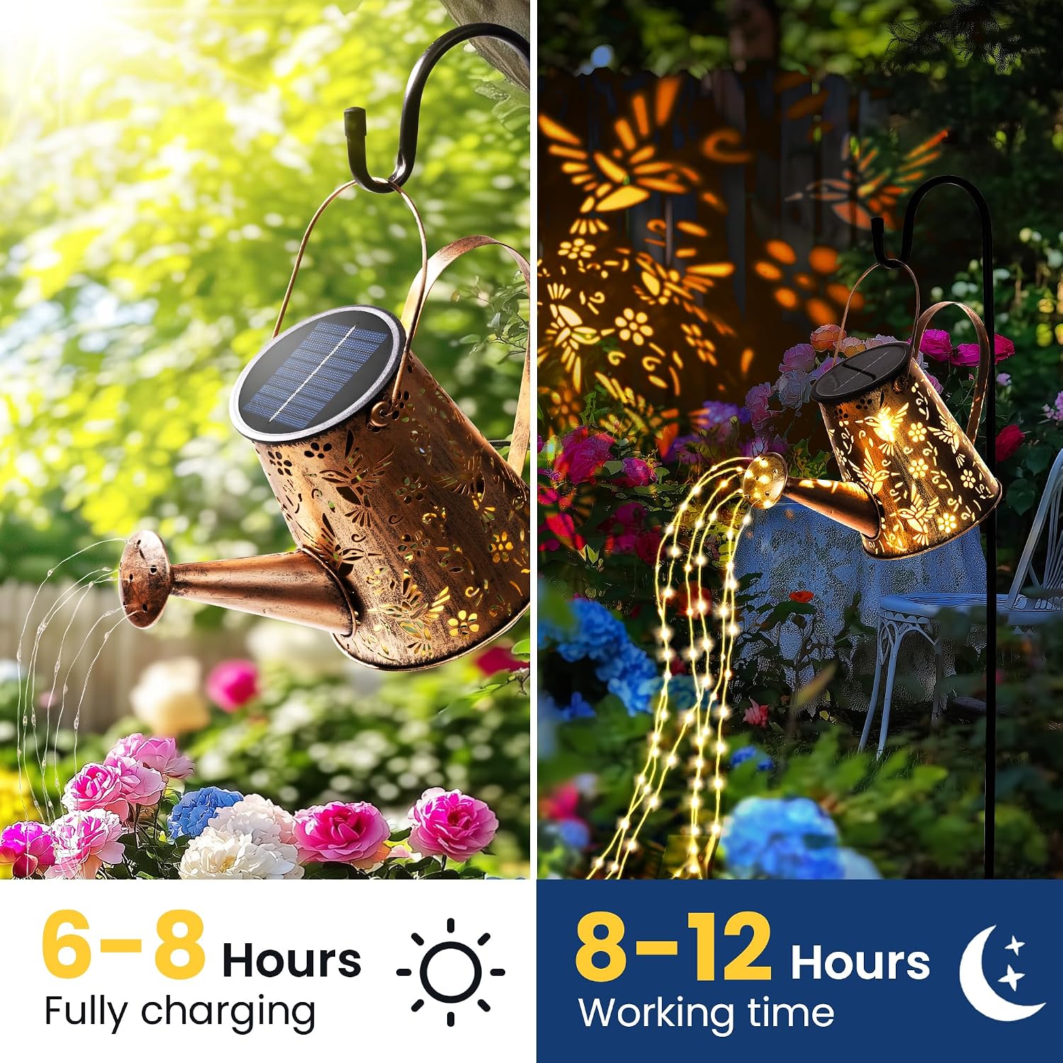Solar Watering Can Lantern for Outside, Hanging Gift