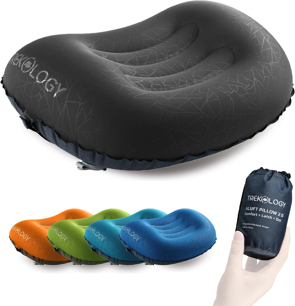 TREKOLOGY Aluft 2.0 Small Inflatable Camping Pillow for Backpacking, Travel