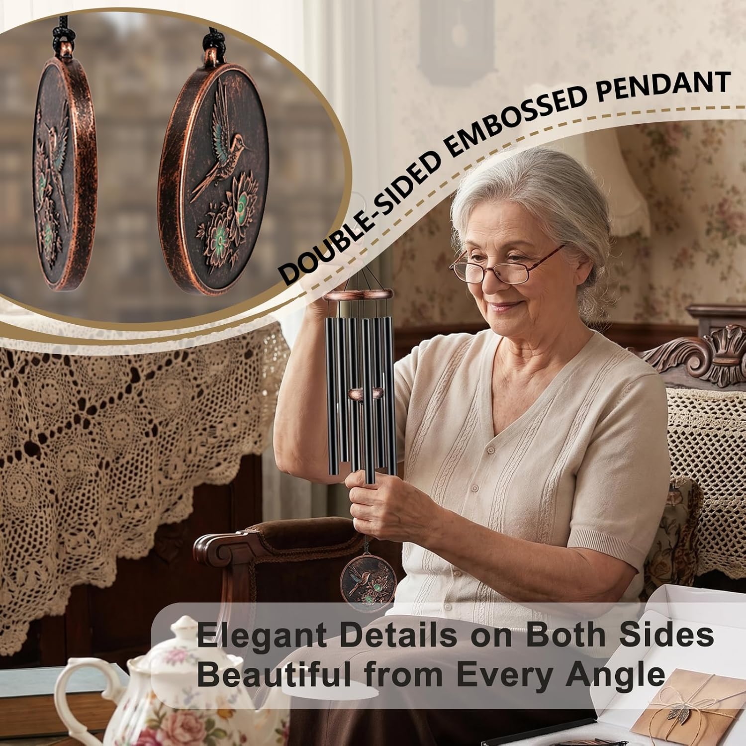 32”Hummingbird Wind Chimes for Outside, Gifts for Women Mom Grandma