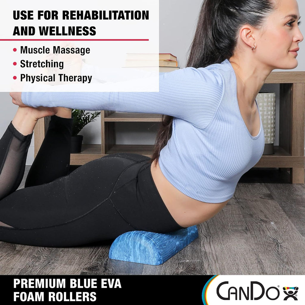 CanDo Premium Blue Marble EVA Foam Roller for Muscle Restoration, Massage Therapy, Sport Recovery and Physical Therapy 6" x 12" Half-Round