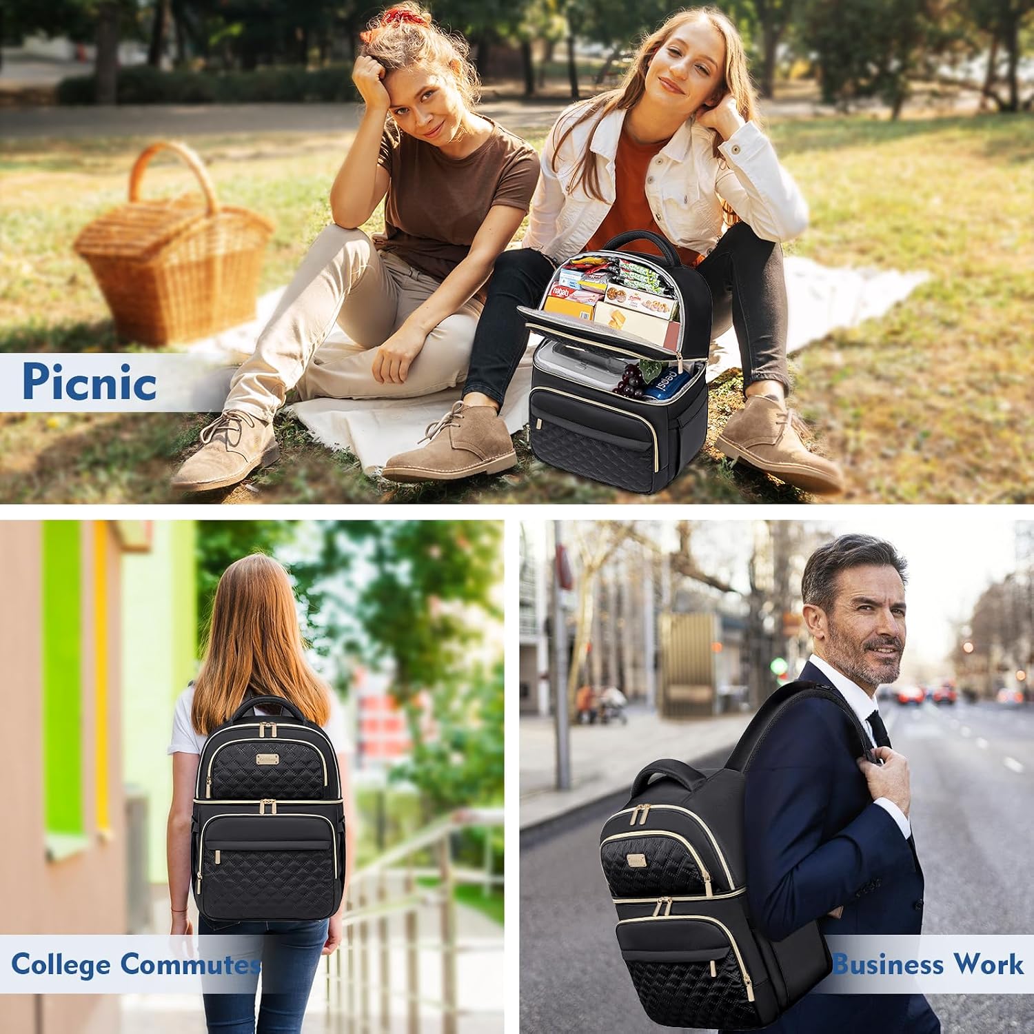 Backpack Cooler Lunch Box Backpack Double Decker Soft Cooler Bag
