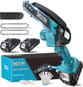 Seesii Mini Chainsaw, 6-inch Mini Chainsaw Cordless, Handheld Electric Power Chain Saw with 2 Batteries, for Tree Trimming Wood Cutting, Best Gifts for Father, Dad, Husband, Men