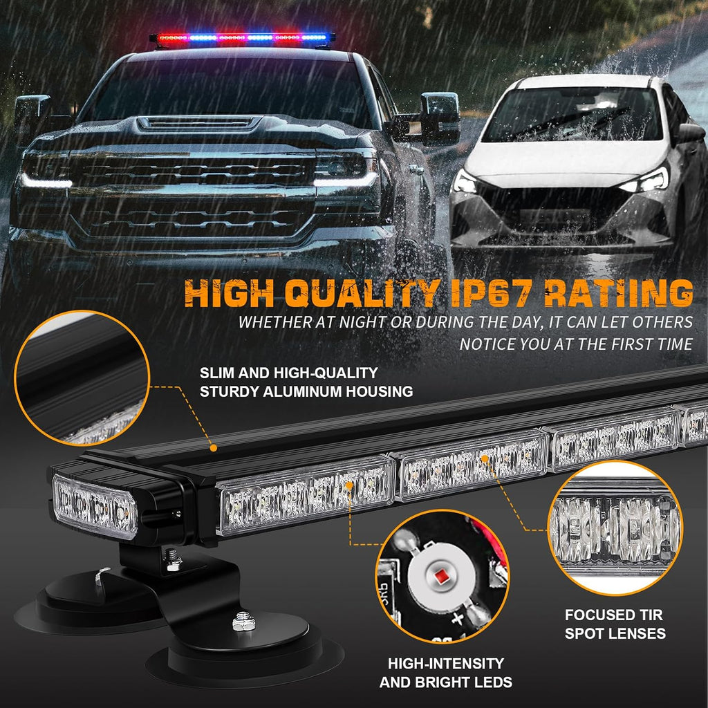 XRIDONSEN 28.4" 80 LED Roof Strobe Light Bar Top Magnetic Lights