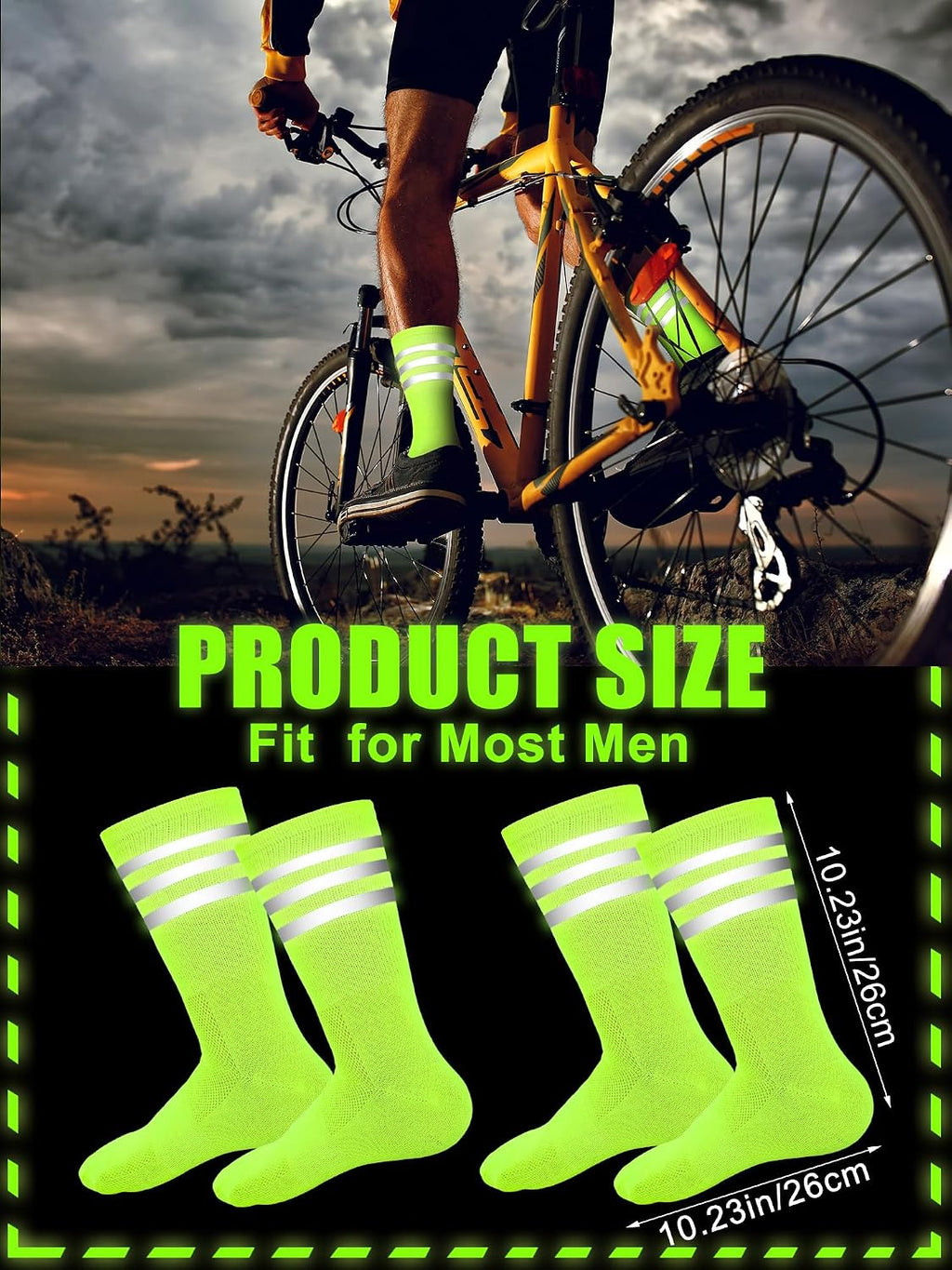4 Pairs Glow in Dark Reflective Socks Cycling