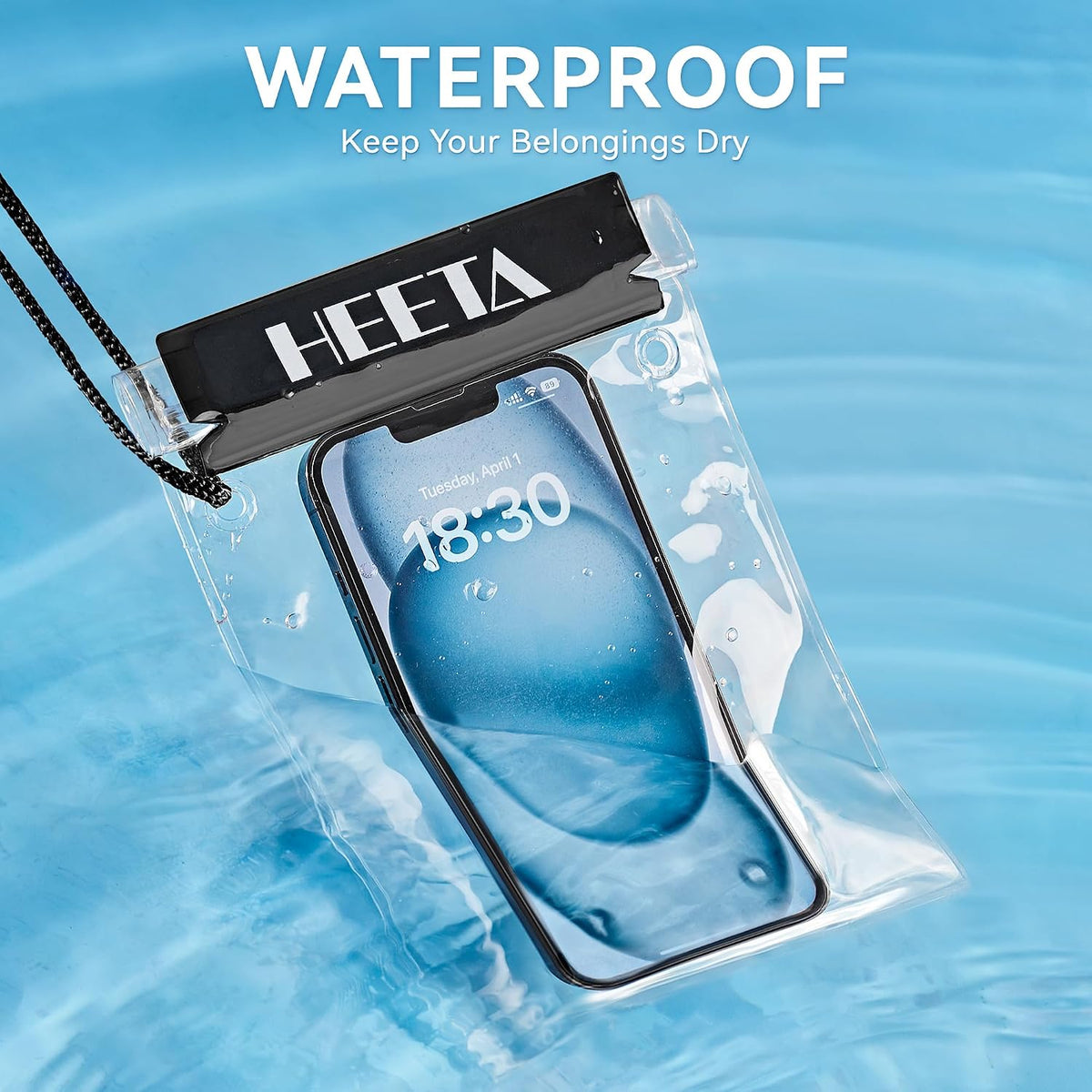 HEETA 5-Pack Clear Waterproof Dry Bag Pouch Document Holder for Phone Maps