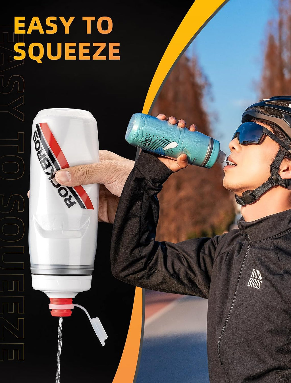 ROCKBROS Bike Water Bottle, 21oz Insulated Cycling Squeeze Bottle