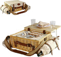 Multifunctional Wicker Picnic Basket Set for 2 Adults with Blankets & Table