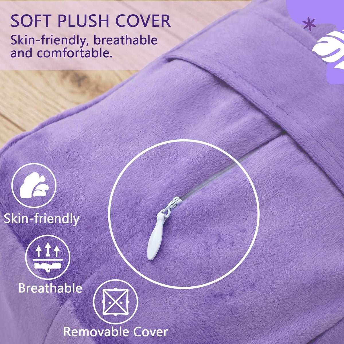 Chalyna 3 Pcs Yoga Bolster Pillow & Yoga Blocks Set Stretching and Back Support Lightweight Foam Blocks Portable Handle Soft Non-slip Surface Reusable for Pilates Meditation Balance Purple