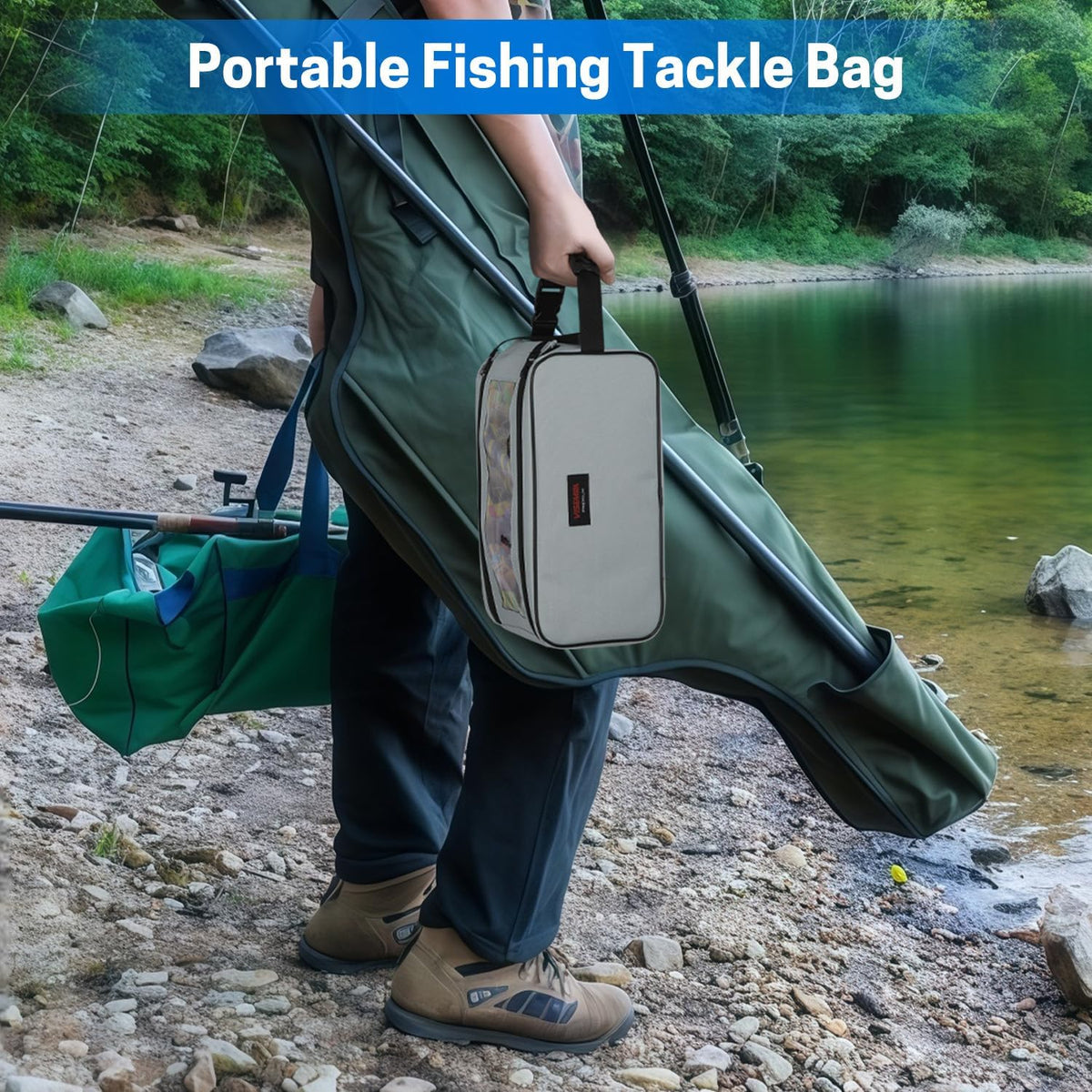 VISEMAN Fishing Tackle Bag, Waterproof Bait Storage Bag, Tackle Organizer