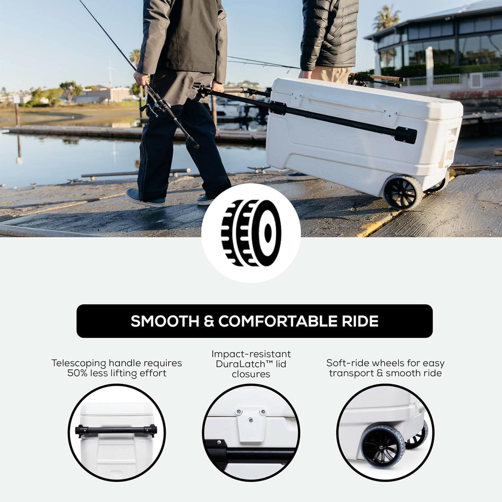 Igloo Maxcold Glide 110Qt Wheeled Cooler | Insulated Hard Shell Ice Chest