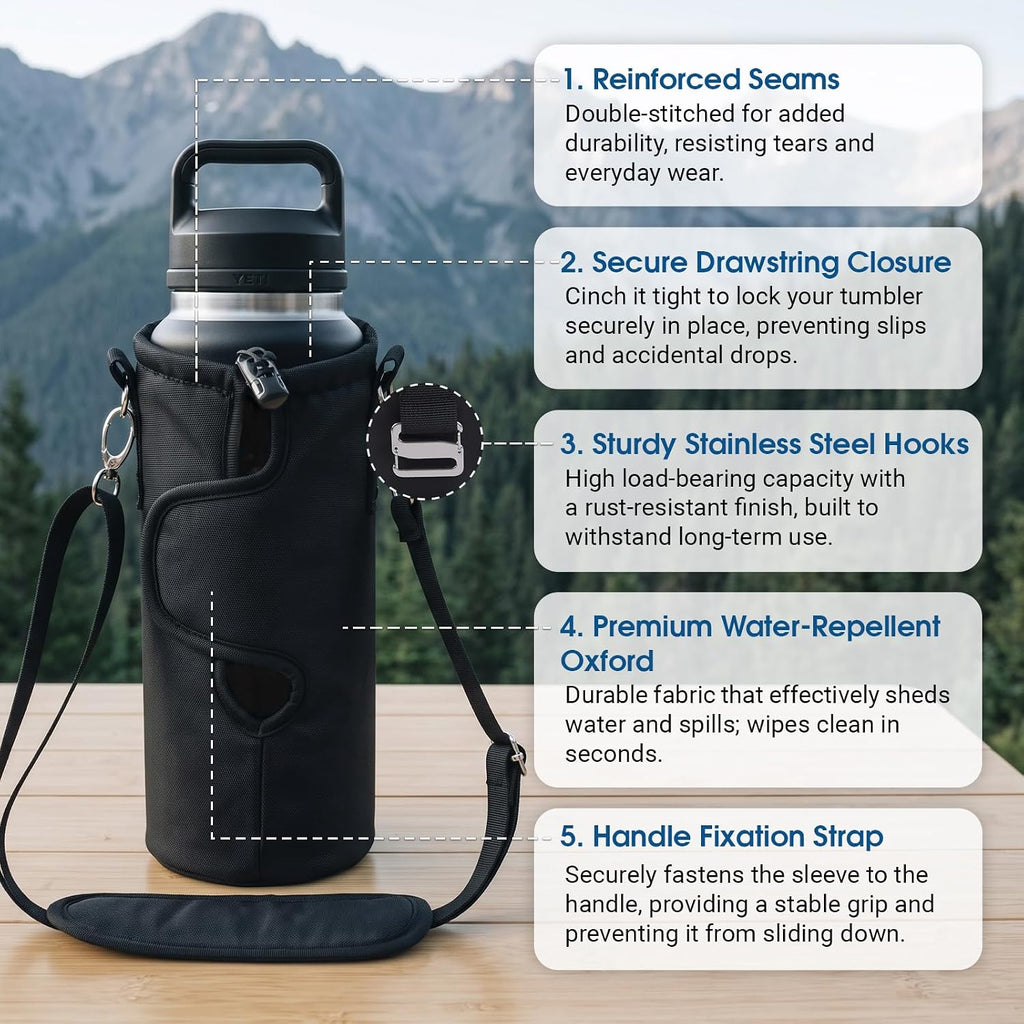 Bottle Holder for HitchPoint Grid Compatible with YETI Camino 20 35 Zip Carryall & Hopper Soft Coolers, Waterproof Oxford Fabric with Stainless Steel Hooks, Hands-Free YETI Bag & Cooler Accessories