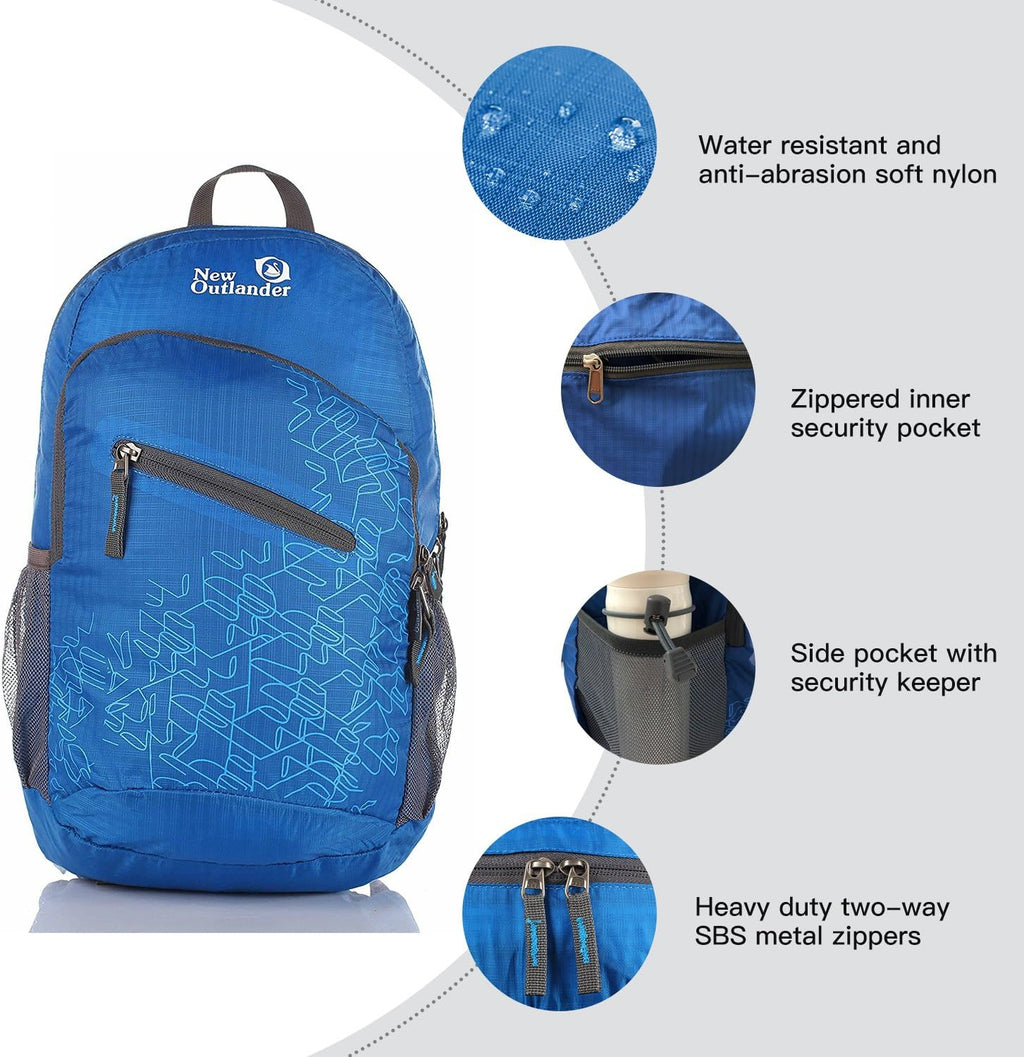 Outlander Packable Handy Lightweight Travel Hiking Backpack Daypack-Dark Blue