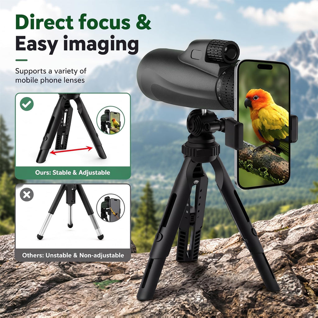 Monocular-Telescope 80x100 High Powered Monoculars High Definition for Adults High Powered with Smartphone Adapter Telescope Bird Watching Travel Camping Hiking