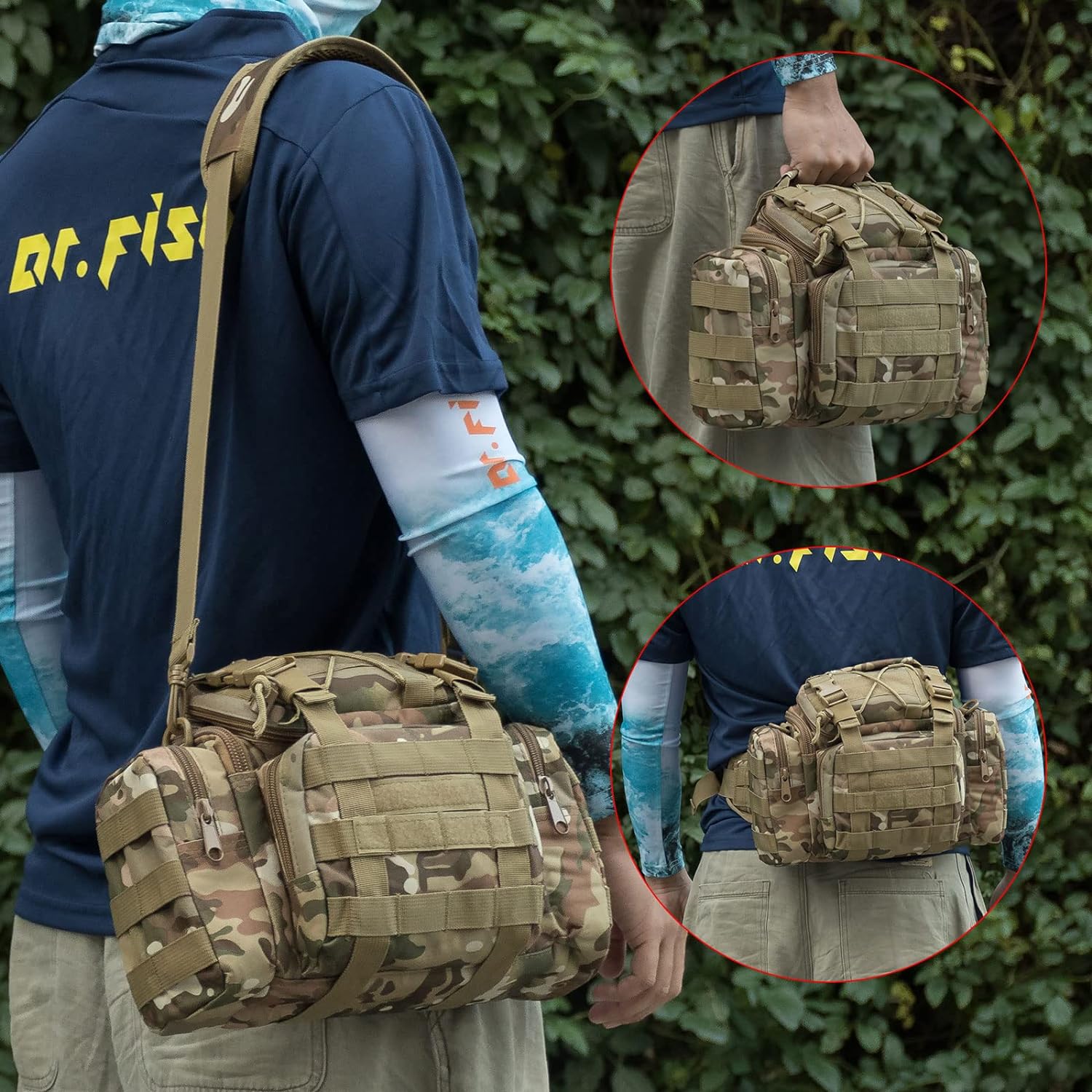 Dr.Fish Tackle Bag with 60 Fishing Lures Spinners Soft & Hard Baits