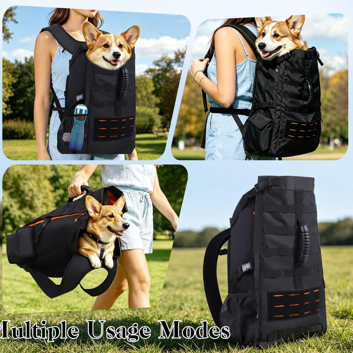 Dog Backpack Carrier for Small Dogs,Hands-Free Pet Carrier Backpack,Black