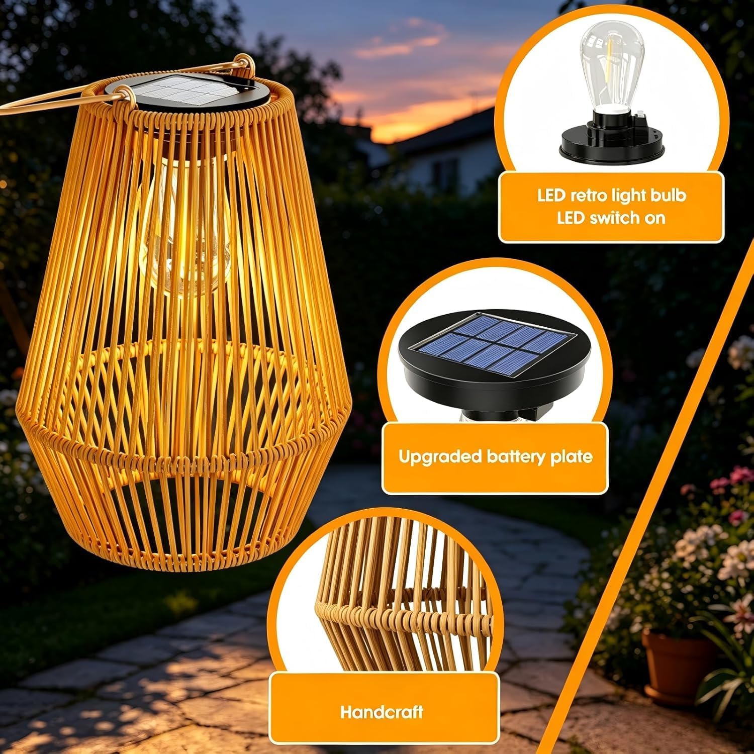 Solar Lanterns Outdoor Waterproof, KagoLing Solar Lanterns Outdoor Gifts for Women Mom Grandma Hanging Solar Lights Outdoor Garden Decor for Outside, Yard, Patio, Porch, Trees, Pathway, Lawn, 2 Pack