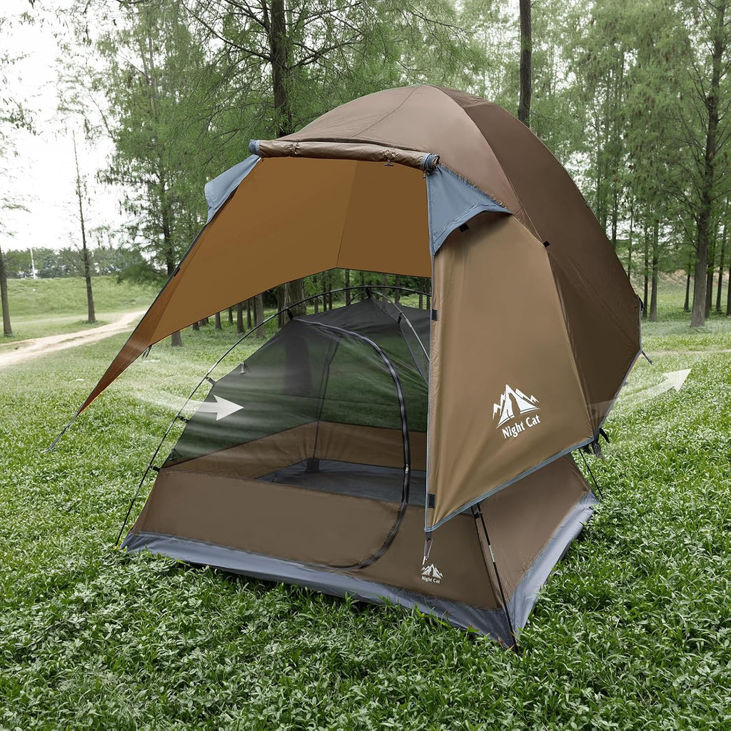 Night Cat Camping Tent 2 3 Persons with Porch Family Backpacking Tent Double Layers Waterproof Easy Clip Setup 7x6x4.3ft Porch Pole Not Inlcuded