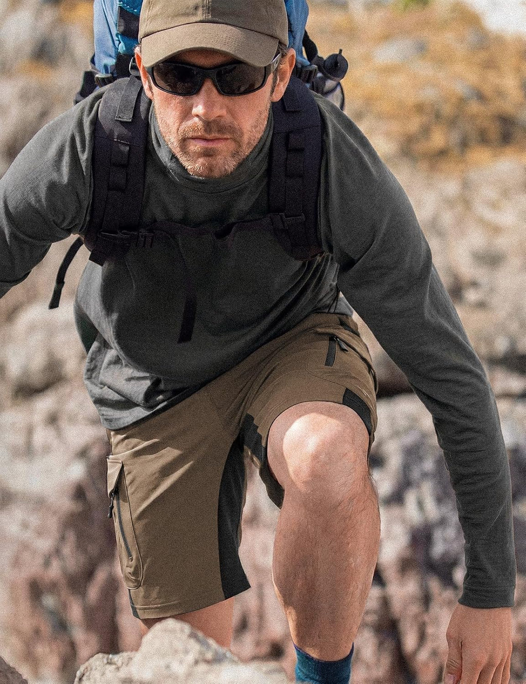 XKTTAC Men's Hiking Cargo Shorts: 4-Way Stretch with 6 Secure Pockets