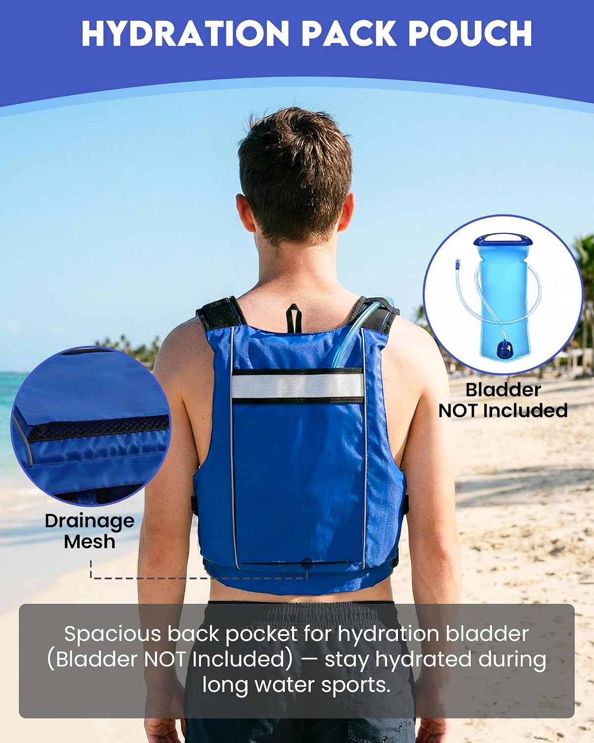 Owntop Women & Men Swim Vest for Kayaking & Paddle Sports, Adjustable Swimming Vest for Adult, Large Armhole Swim Jacket with Waist Strap for Fishing & Boating