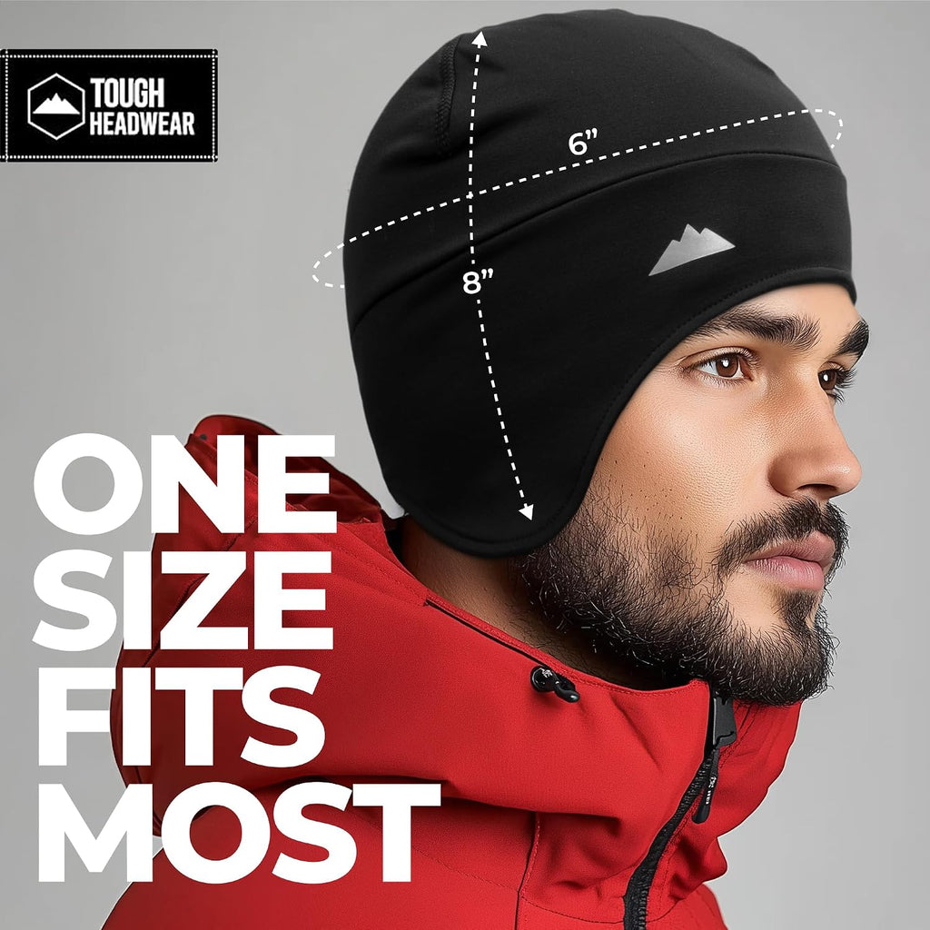 Tough Headwear Thermal Skull Cap - Moisture-Wicking Running Beanie - Snug Fit Ski Helmet Liner - Lightweight Cycling Cap