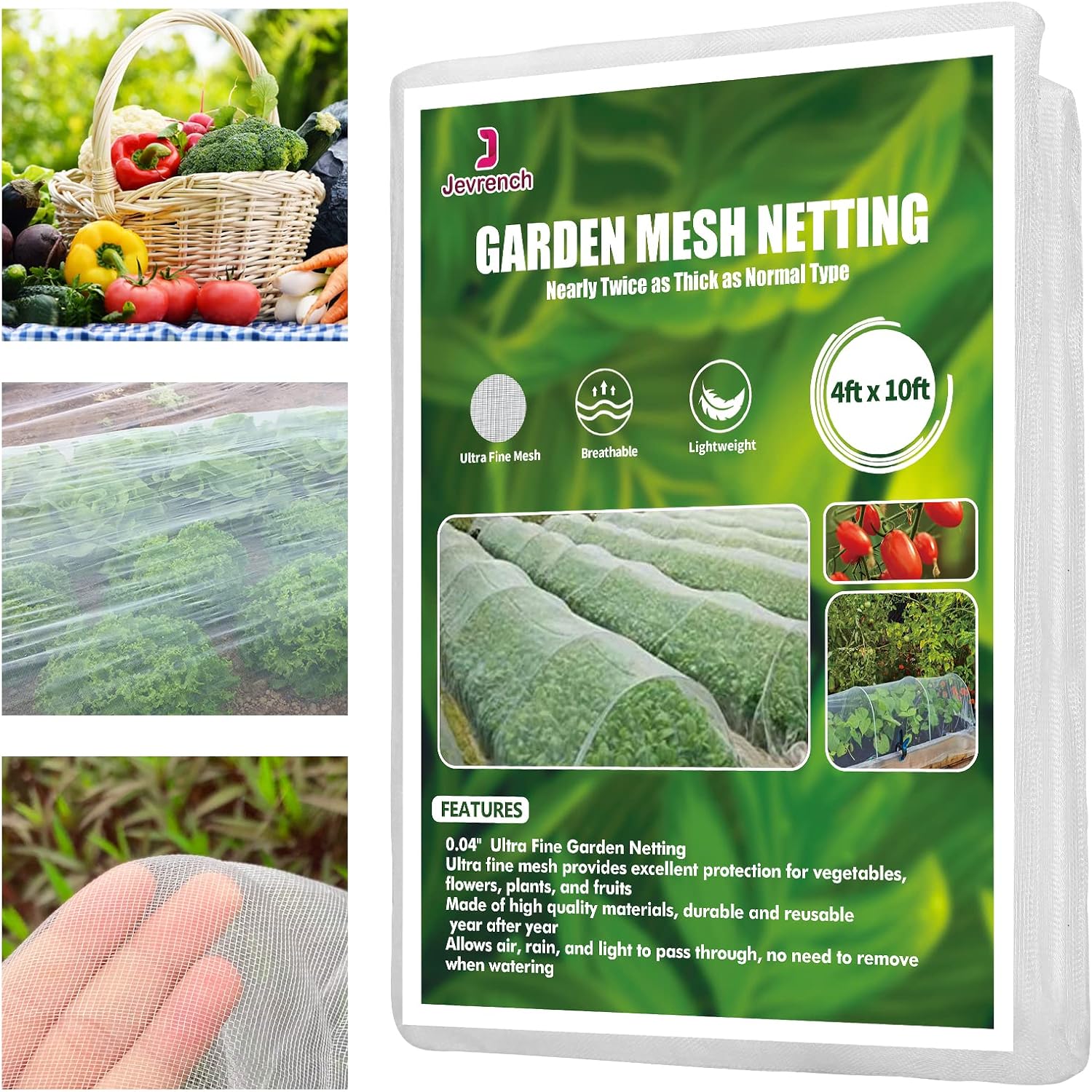 Jevrench 8 x 25 ft Garden Netting Row Cover, Ultra Fine Mesh for Plants