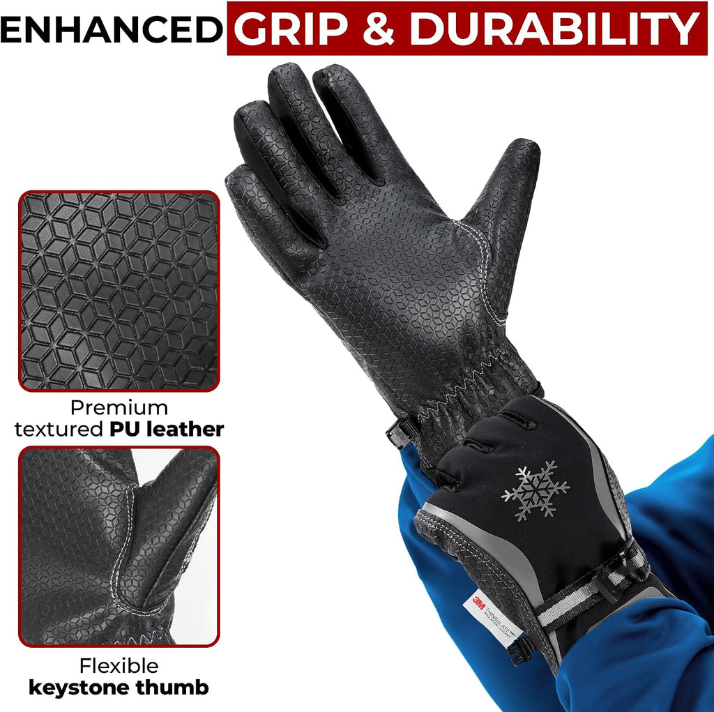 HANDLANDY Winter Work Gloves for Men Women, 3M Thinsulate Insulated Thermal Waterproof Skiing Hiking Cold Weather Gloves