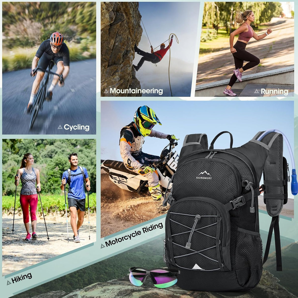 Hydration Backpack with Water Bladder, 18L Lightweight Hiking Backpack for Women&Men Small Insulated Hydration Water Pack for Hiking, Running, Cycling, Biking
