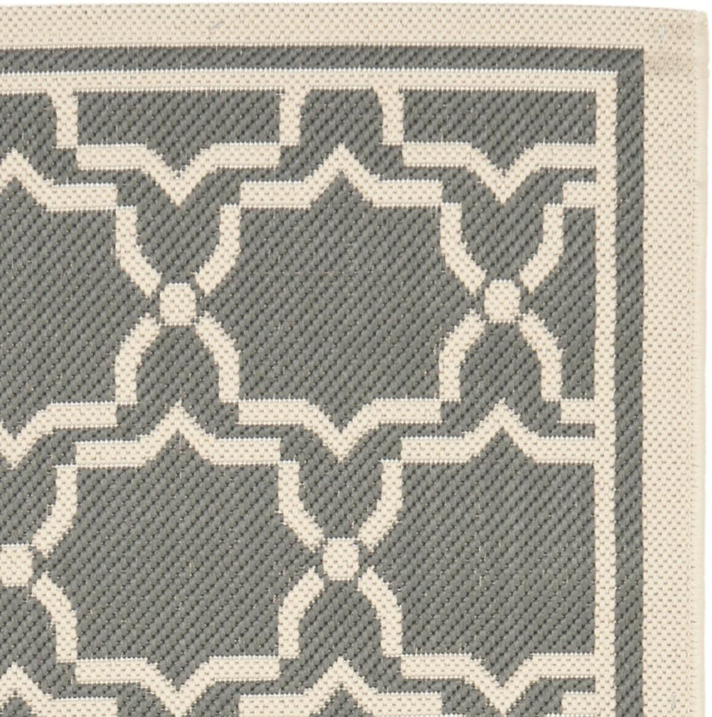 SAFAVIEH Washable Rug Outdoor Courtyard Collection - 2'3" x 6'7" Runner, Anthracite & Beige, Non-Shedding & Easy Cleaning, Ideal for Patio, Entryway, Mudroom, Hallway, Kitchen (CY6916-246)