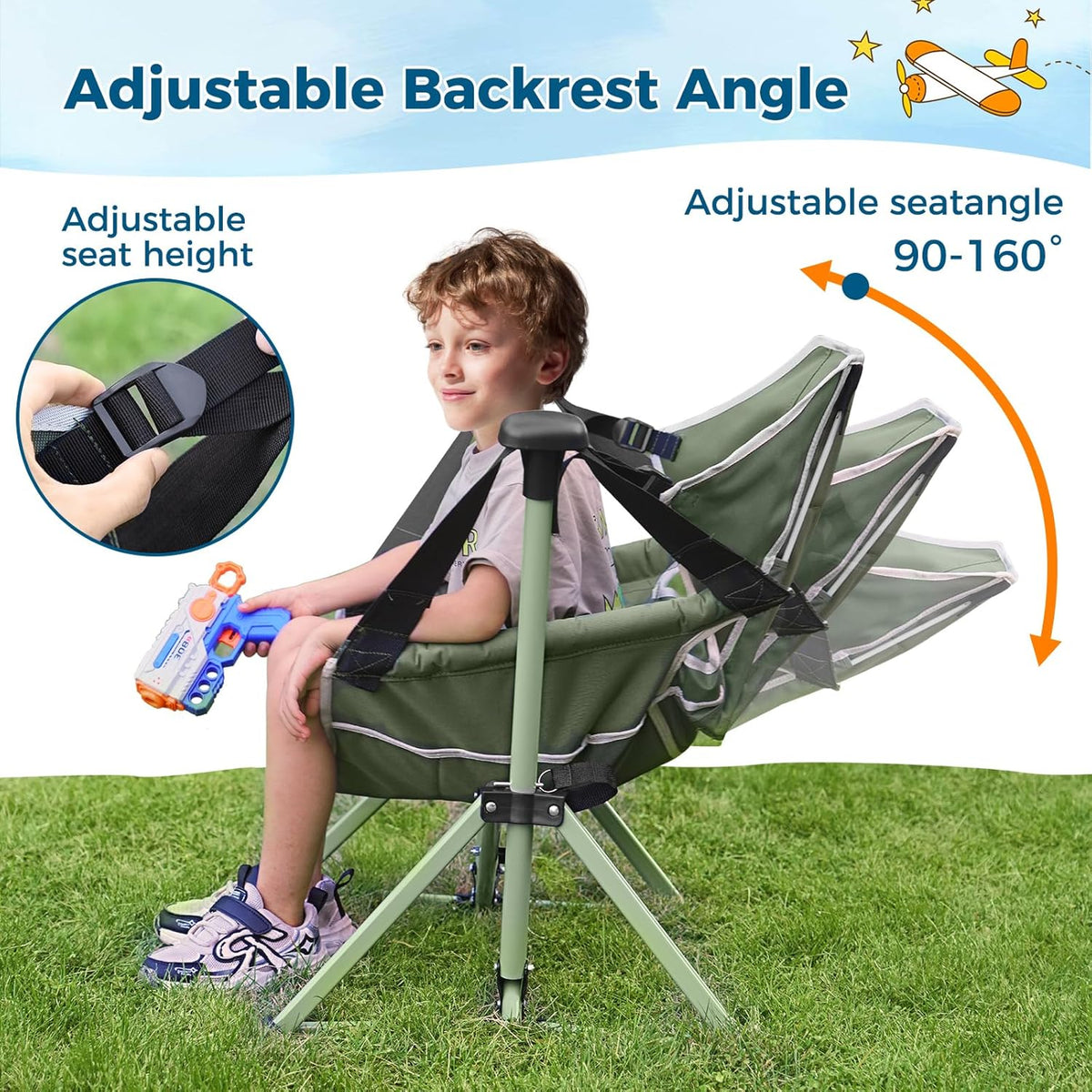 Kids Hammock Chair, Kids Camping Chair, Folding Chair, Green