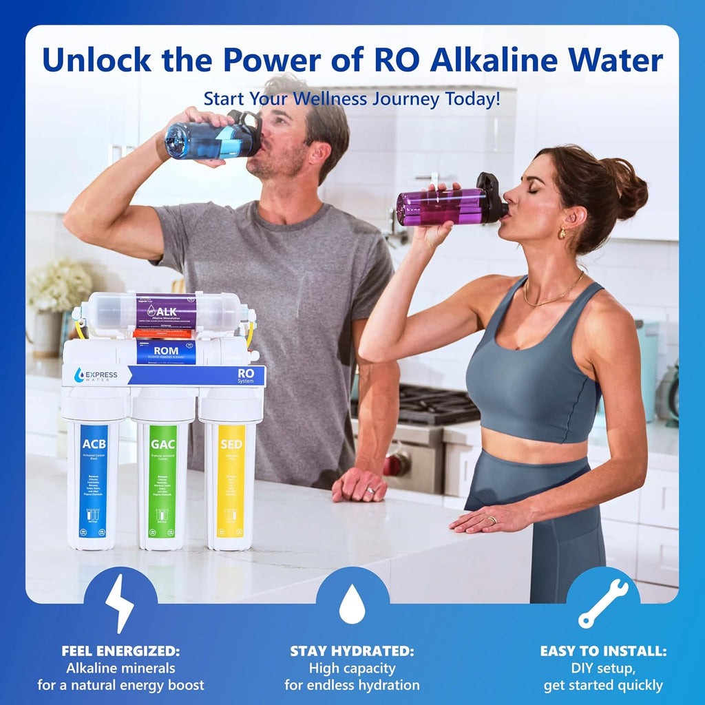 Express Water ROALK10D, 10-Stage Under Sink RO System, Alkaline, 100 GPD