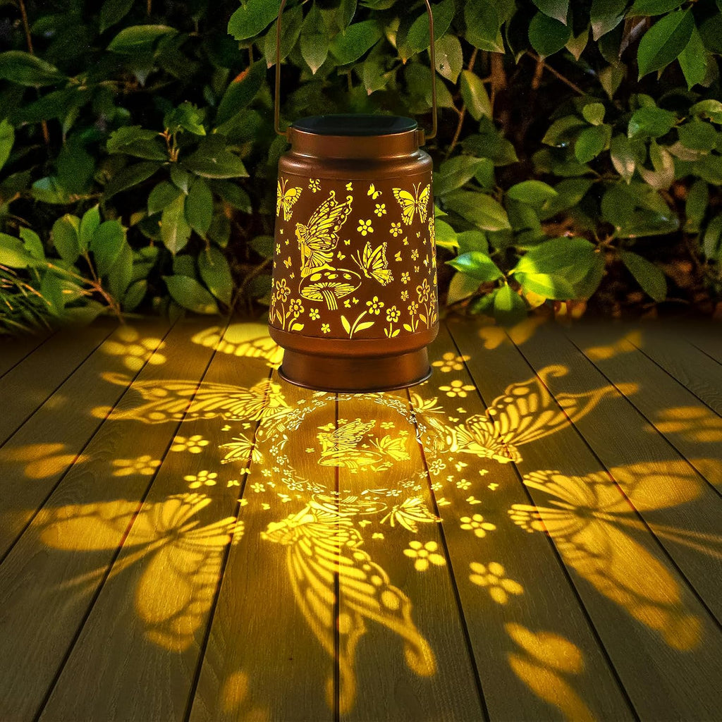 Fairy Solar Lanterns Outdoor Waterproof,Hanging Solar Lights Gifts for Women Mom Grandma Metal Decorative LED Lantern Outside for Yard,Patio,Lawn,Porch,Backyard,Garden Decor