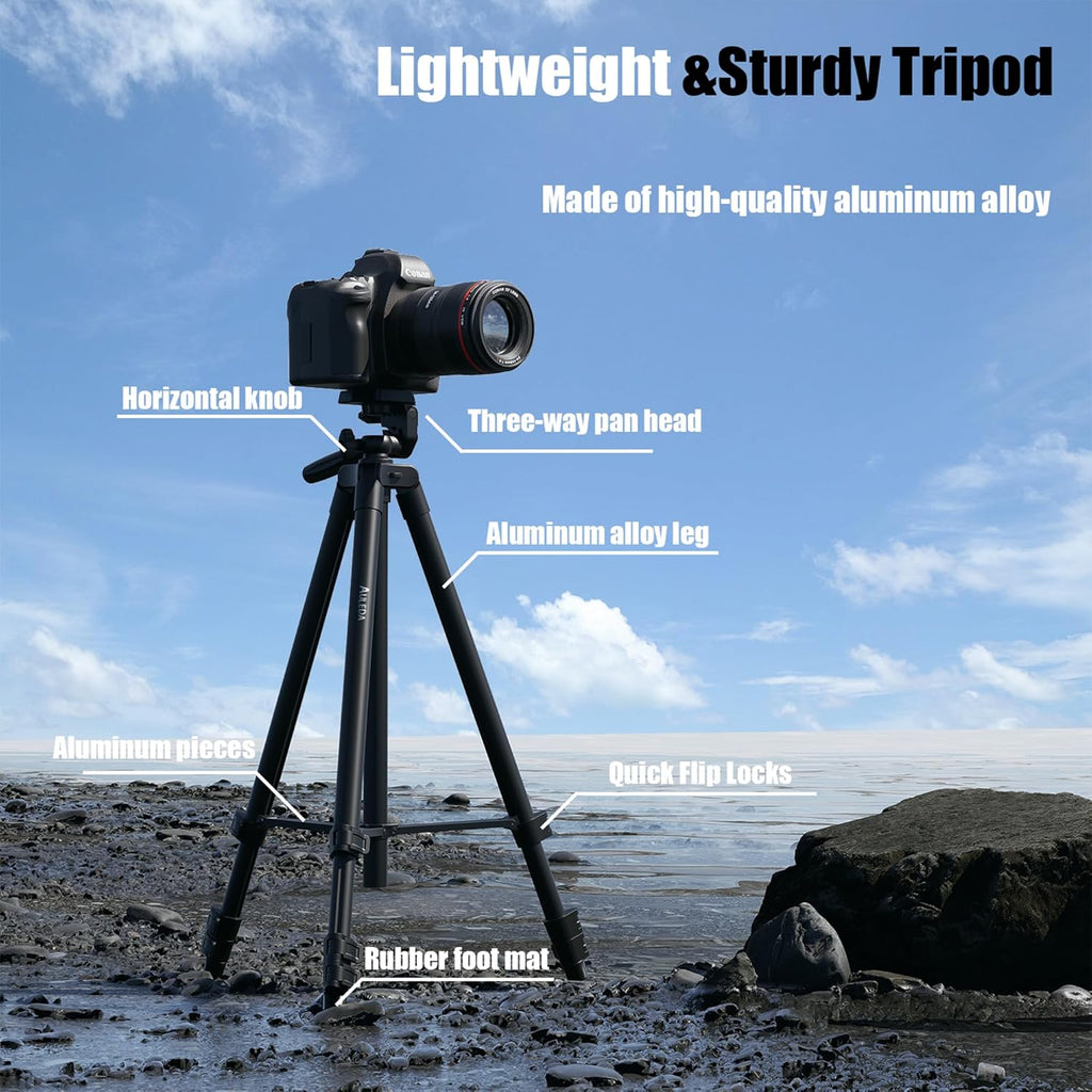 71″ Camera Tripod Aluminum Tall Tripod Stand for Canon Nikon Phone