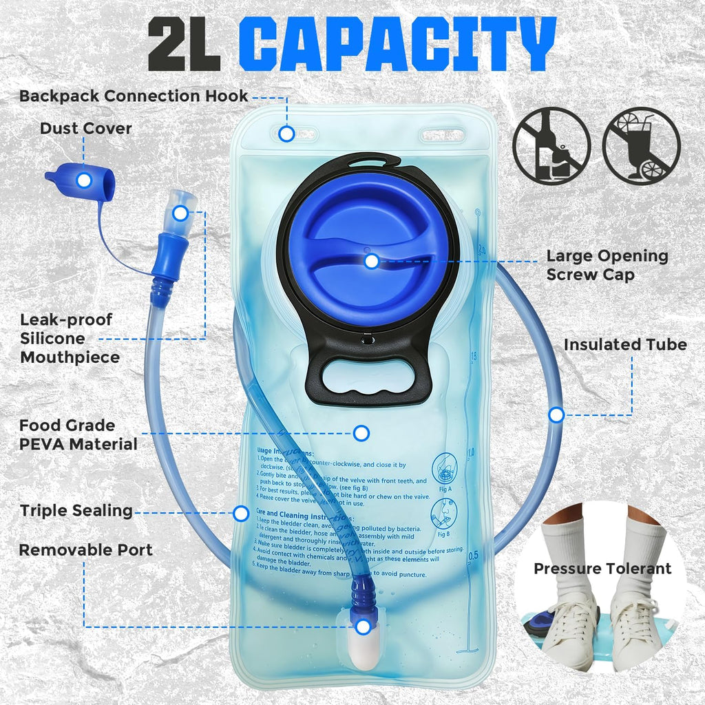 Hydration Vest with 2L Water Bladder for Men and Women,Lightweight Adjustable Hydration Backpack,Hiking Backpack with Water Bladder for Climbing Cycling Hiking