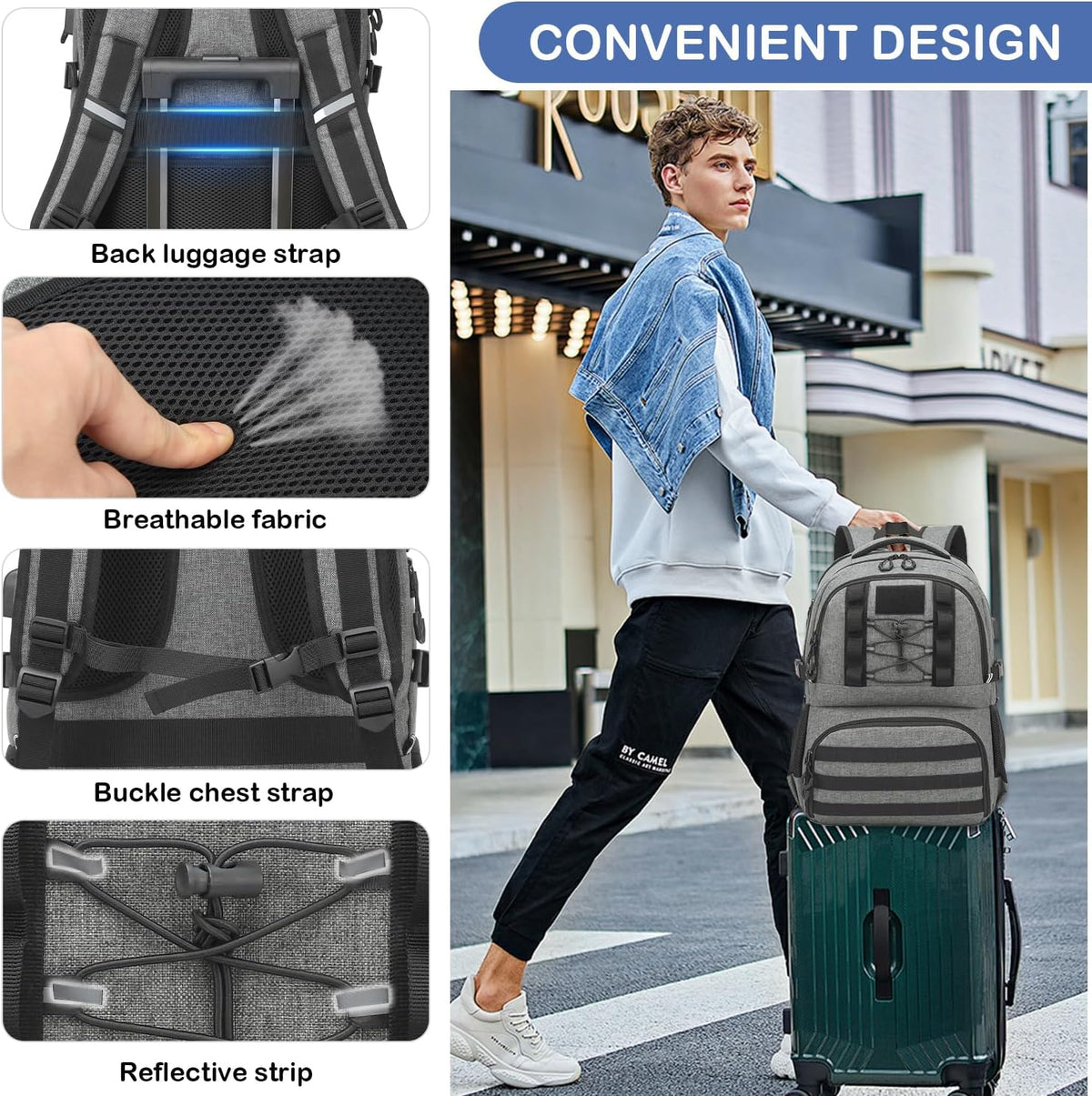 40L Laptop Lunch Backpack for Men with Lunch Compartment and USB Port