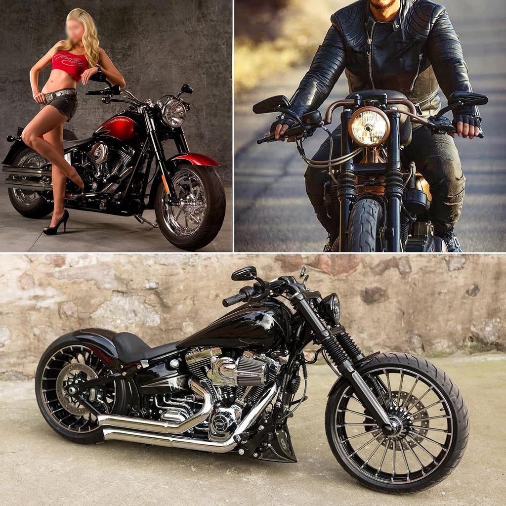 DREAMIZER Sportster Mirrors Compatible with Harley Road King Street Electra Glide Dyna Softail Road Glide Motorcycle Rearview 1982-2026 (Black Irregular)