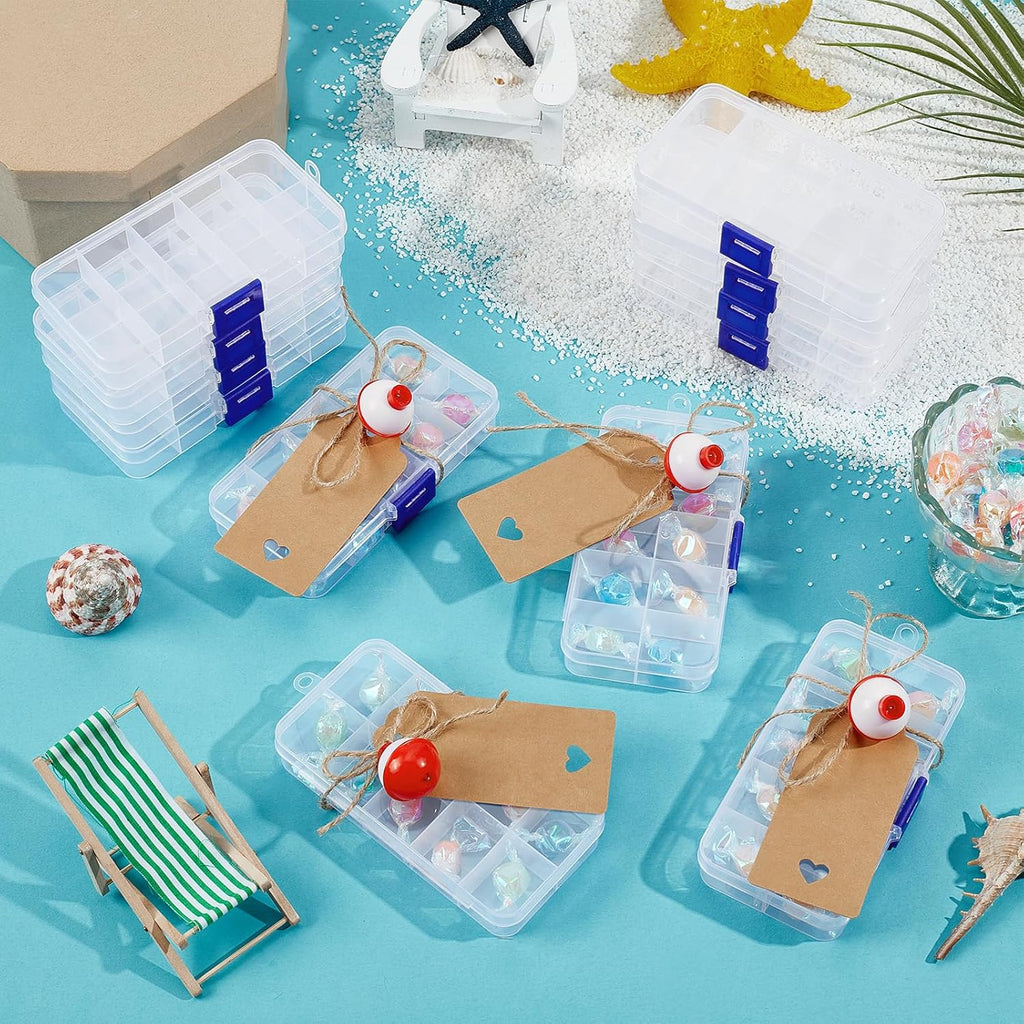 30 Set Fishing Candy Little Tackle Boxes with 30 Fishing Bobber 20M Jute Twine 30 Kraft Paper Tags for Decoration Fishing Party Favors Gone Fishing Theme Supplies (Non-Removable Partition)