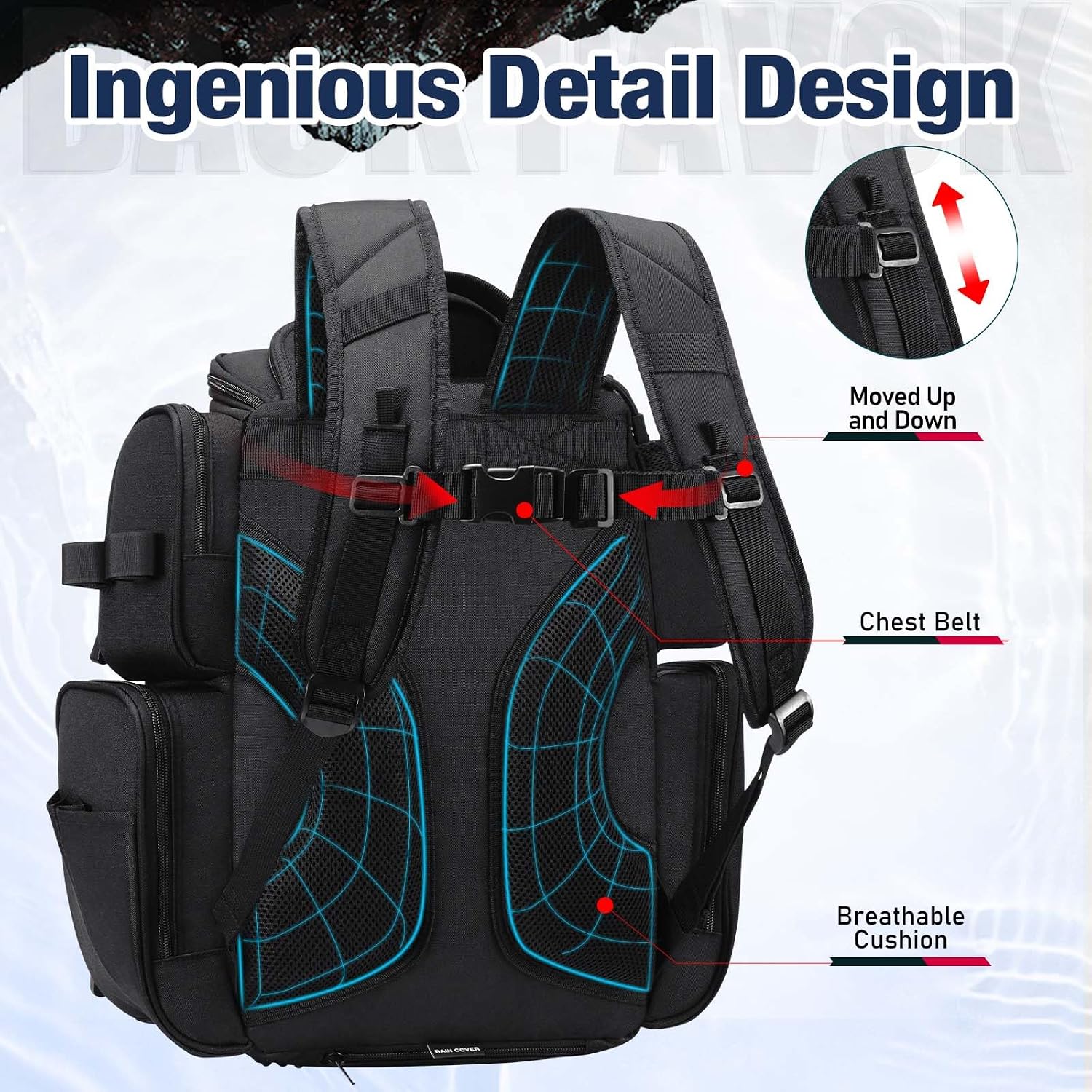 Piscifun Fishing Tackle Backpack with 2 Rod Holders, 4 Boxes & Rain Cover