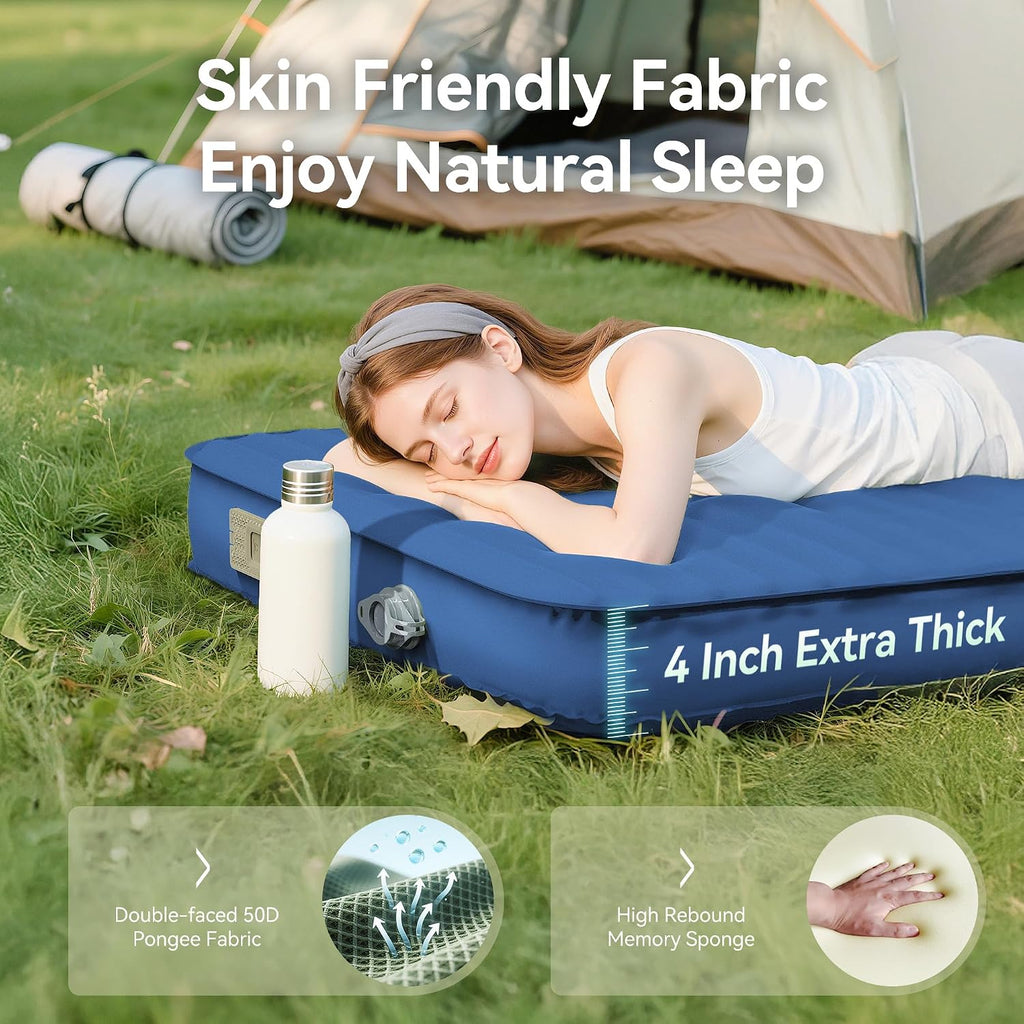 Sleeping Pad for Camping, Self Inflating 4" Memory Foam Mat