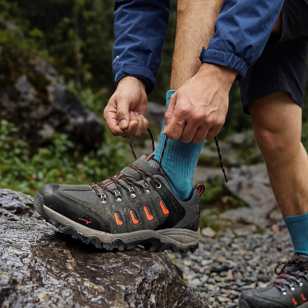 NORTIV 8 Men's Waterproof Hiking Shoes Leather | Low-Top Hiking Shoes for Outdoor Trailing Trekking Camping Walking