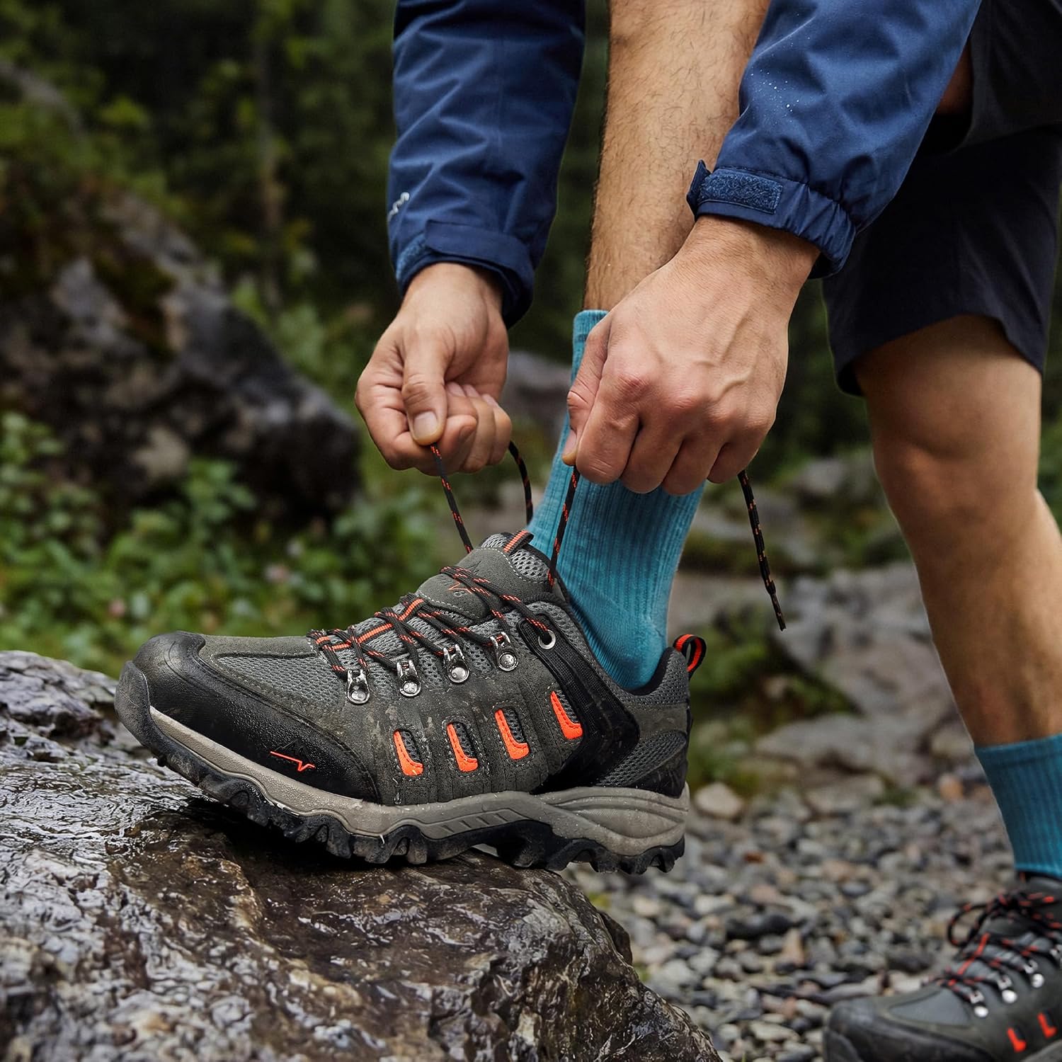NORTIV 8 Men's Waterproof Hiking Shoes Leather | Low-Top Hiking Shoes for Outdoor Trailing Trekking Camping Walking