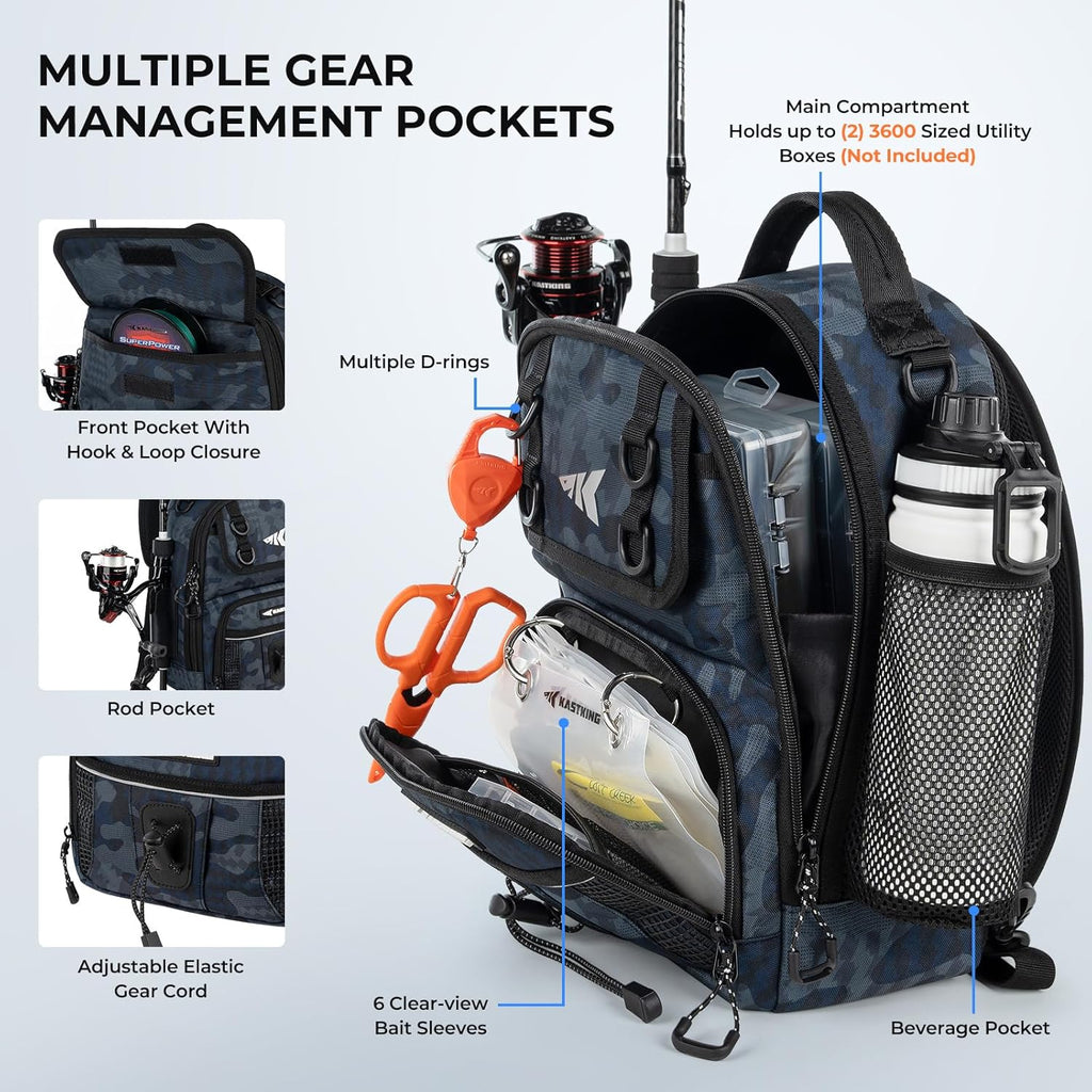 KastKing BaitSpace Fishing Sling Bag, Fishing Backpack with Rod Holder