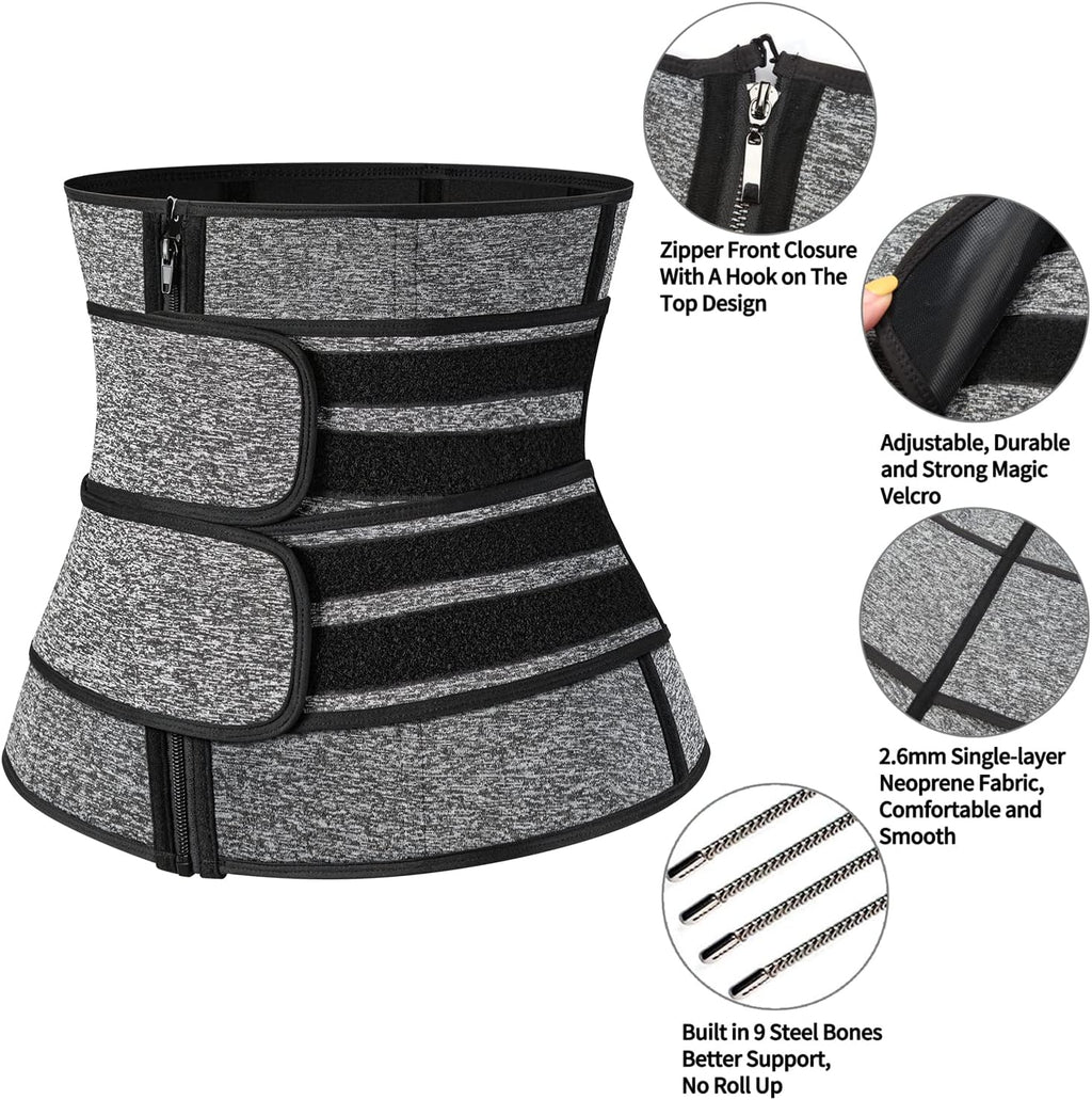 KIWI RATA Mens Workout Waist Trainer Corset Neoprene Sauna Sweat Trimmer Cincher Belt Extra Belly Compression Belts