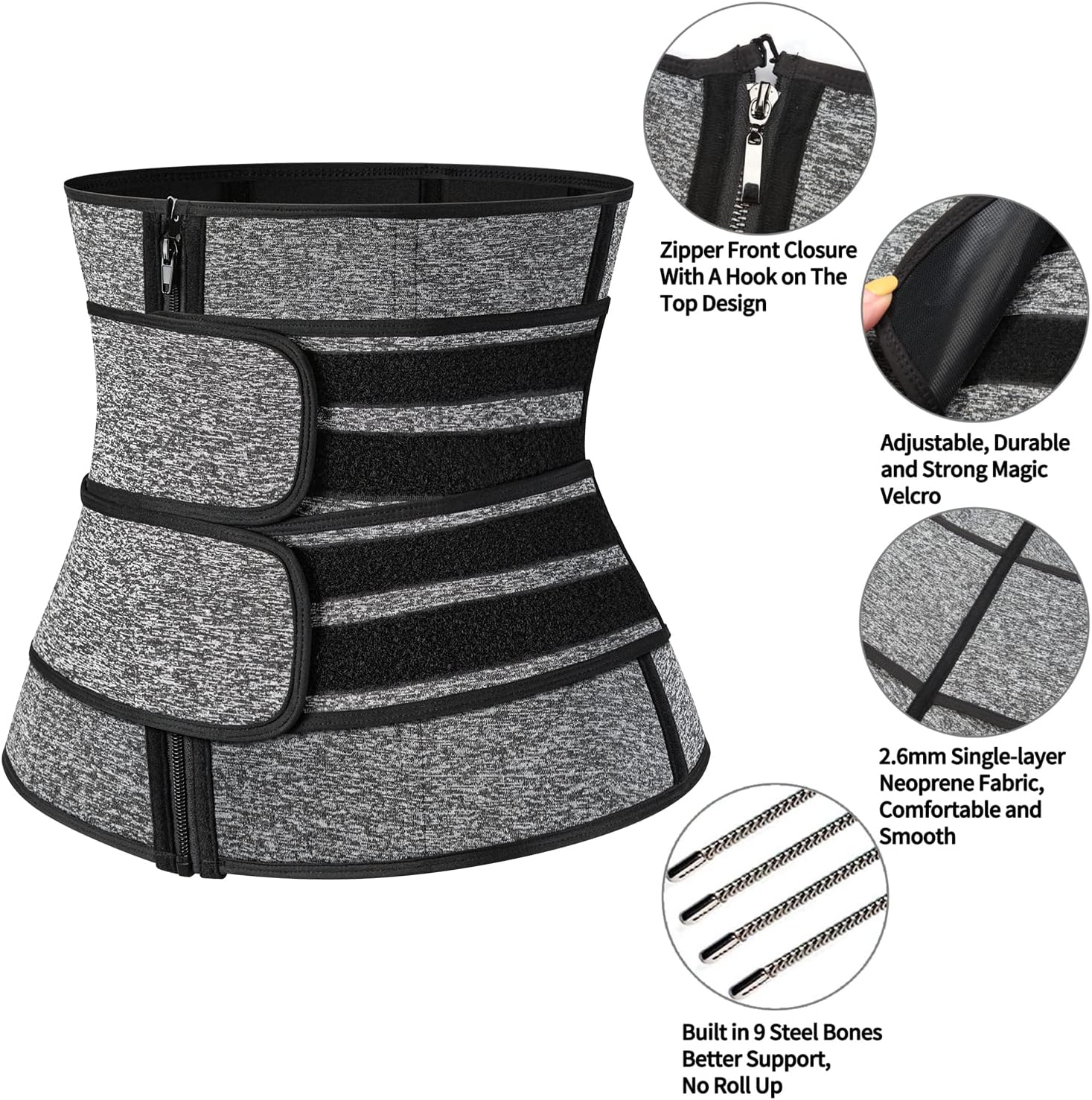 KIWI RATA Mens Workout Waist Trainer Corset Neoprene Sauna Sweat Trimmer Cincher Belt Extra Belly Compression Belts