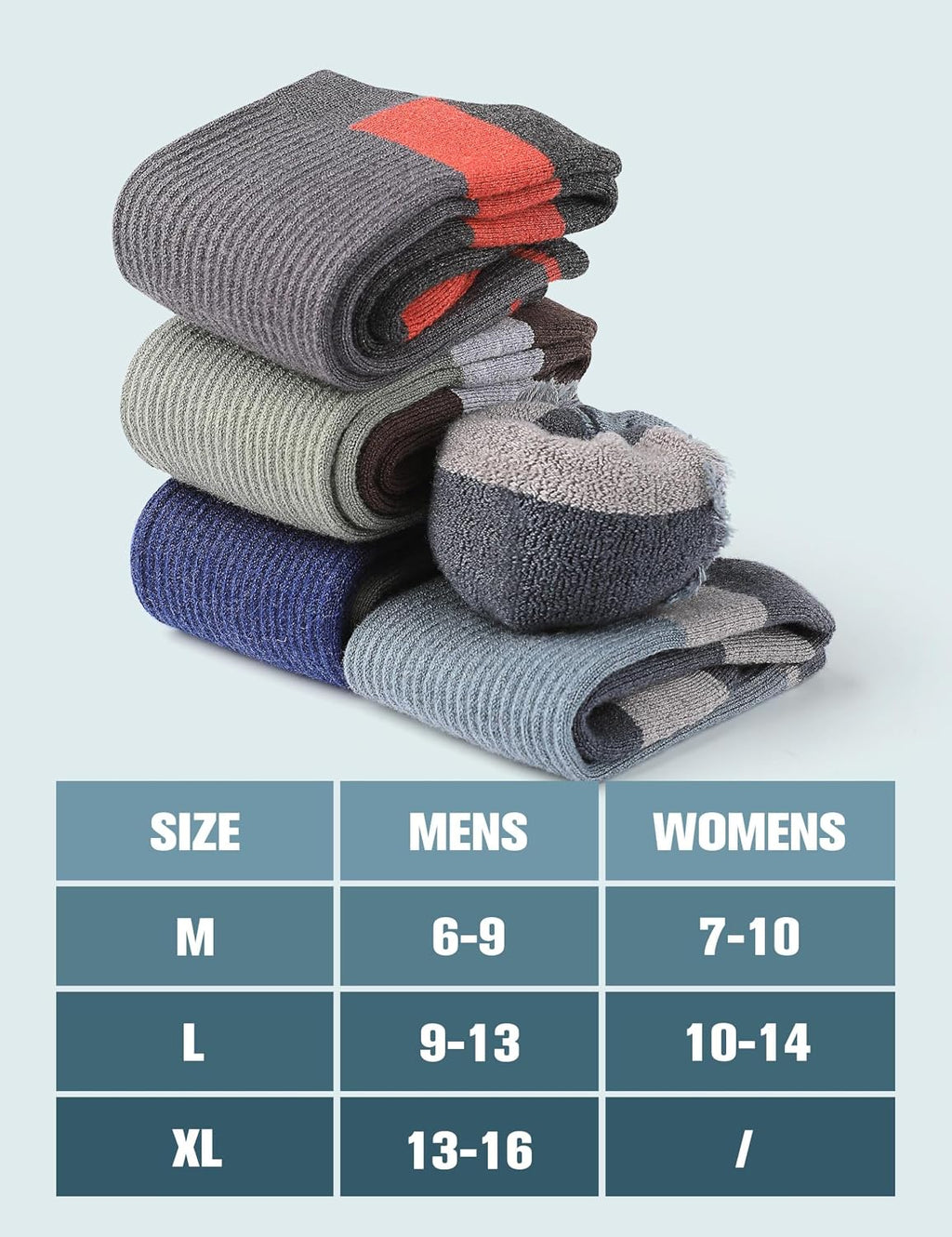 Wool Hiking Socks for Men - Women Lightweight Crew Merino Wool Socks with Cushion for Camping Hunting Work,4 pack
